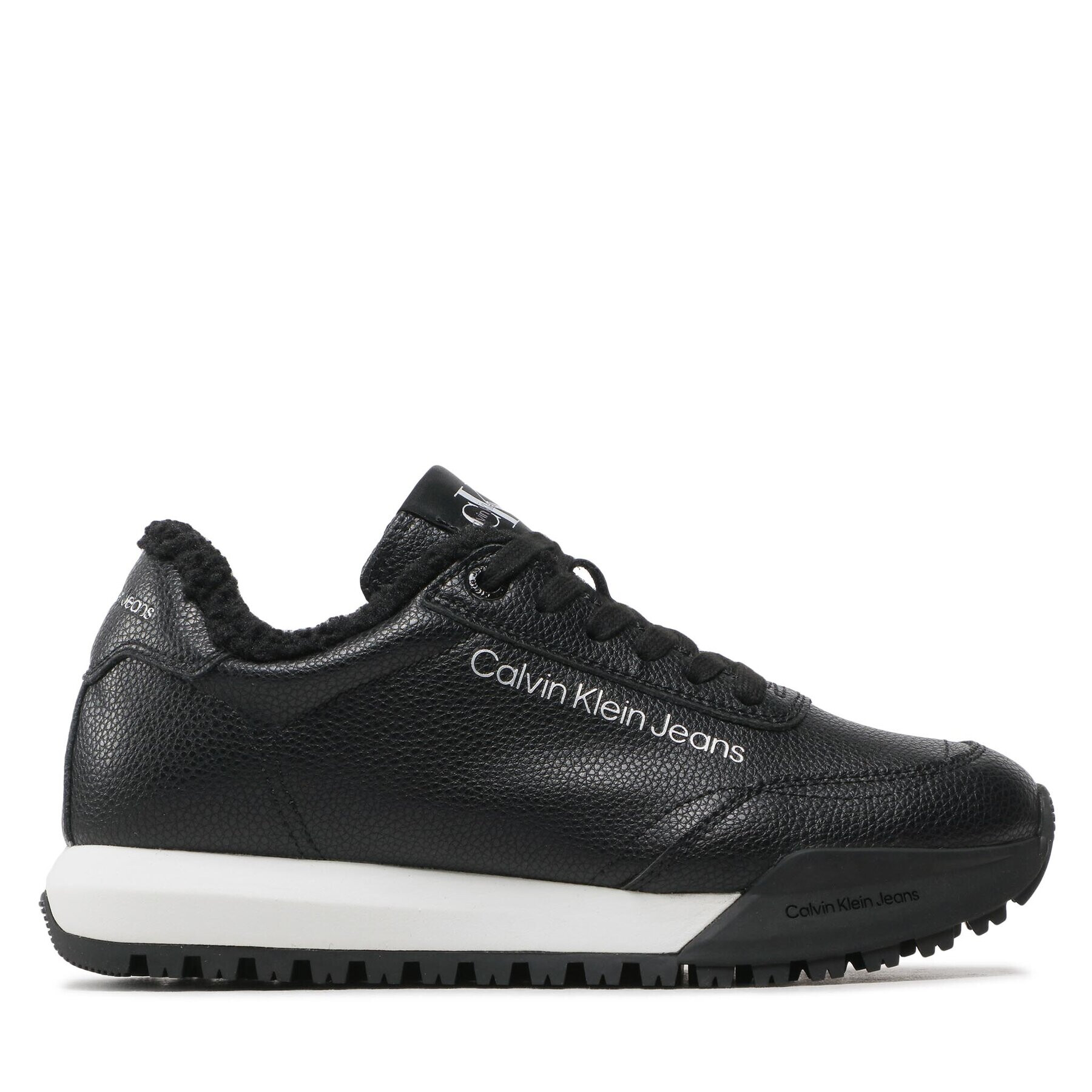 Calvin Klein Jeans Сникърси Toothy Runner Laceup Lth-W YW0YW00830 Черен - Pepit.bg