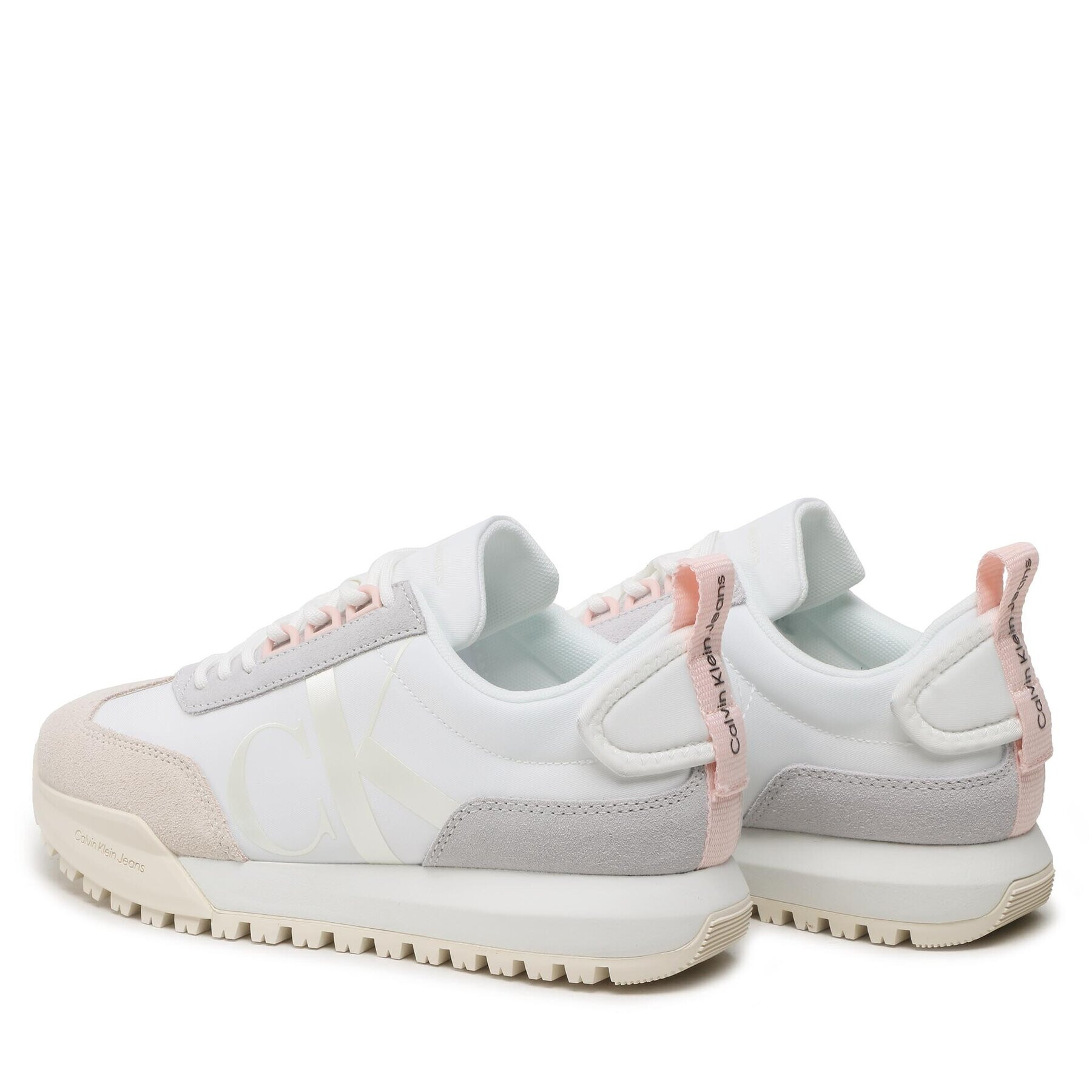 Calvin Klein Jeans Сникърси Toothy Runner Laceup Mix Pearl YW0YW01100 Бял - Pepit.bg