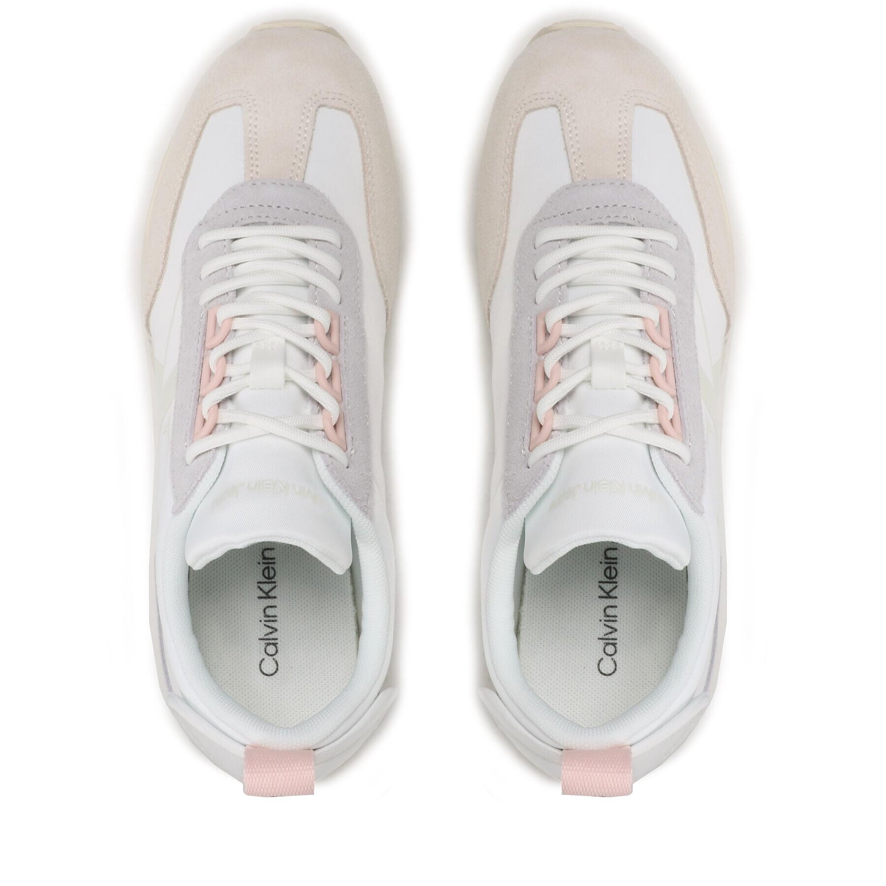 Calvin Klein Jeans Сникърси Toothy Runner Laceup Mix Pearl YW0YW01100 Бял - Pepit.bg