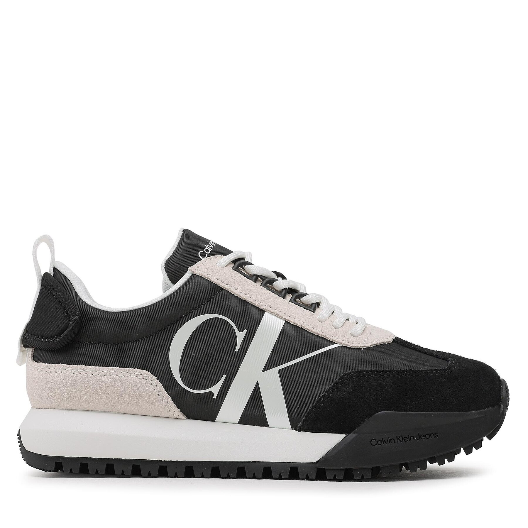 Calvin Klein Jeans Сникърси Toothy Runner Laceup Mix Pearl YW0YW01100 Черен - Pepit.bg