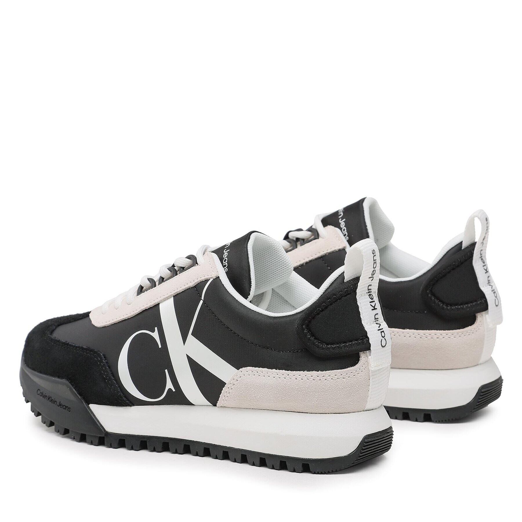 Calvin Klein Jeans Сникърси Toothy Runner Laceup Mix Pearl YW0YW01100 Черен - Pepit.bg