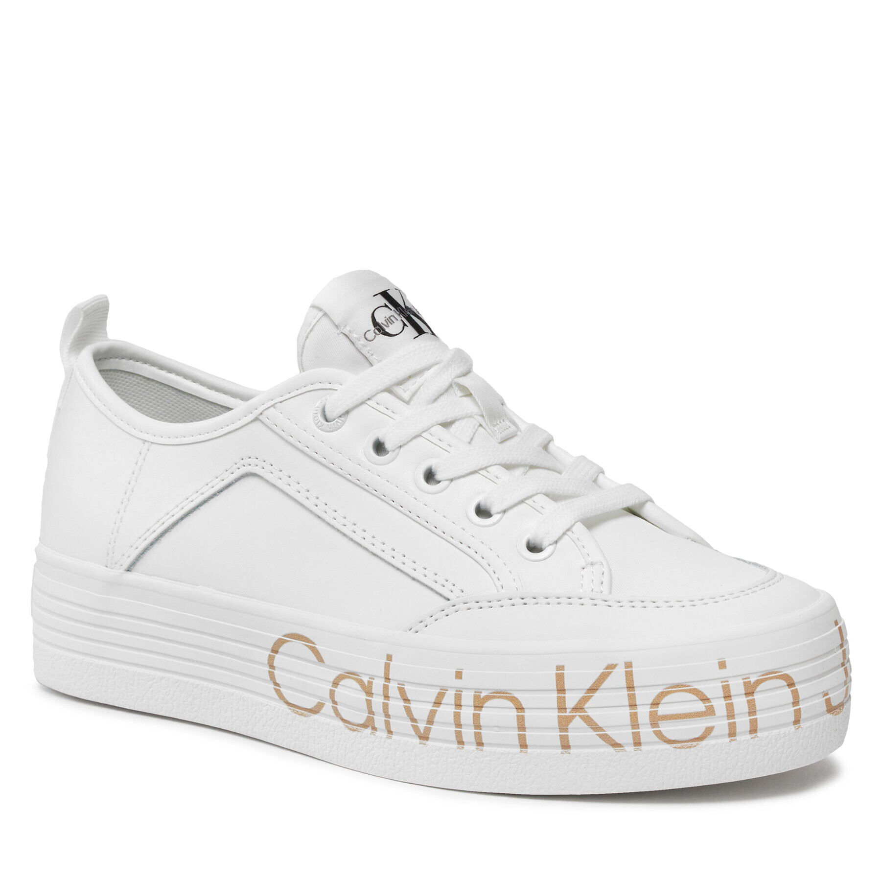 Calvin Klein Jeans Сникърси Vulc Flatf Low Wrap Around Logo YW0YW01025 Бял - Pepit.bg