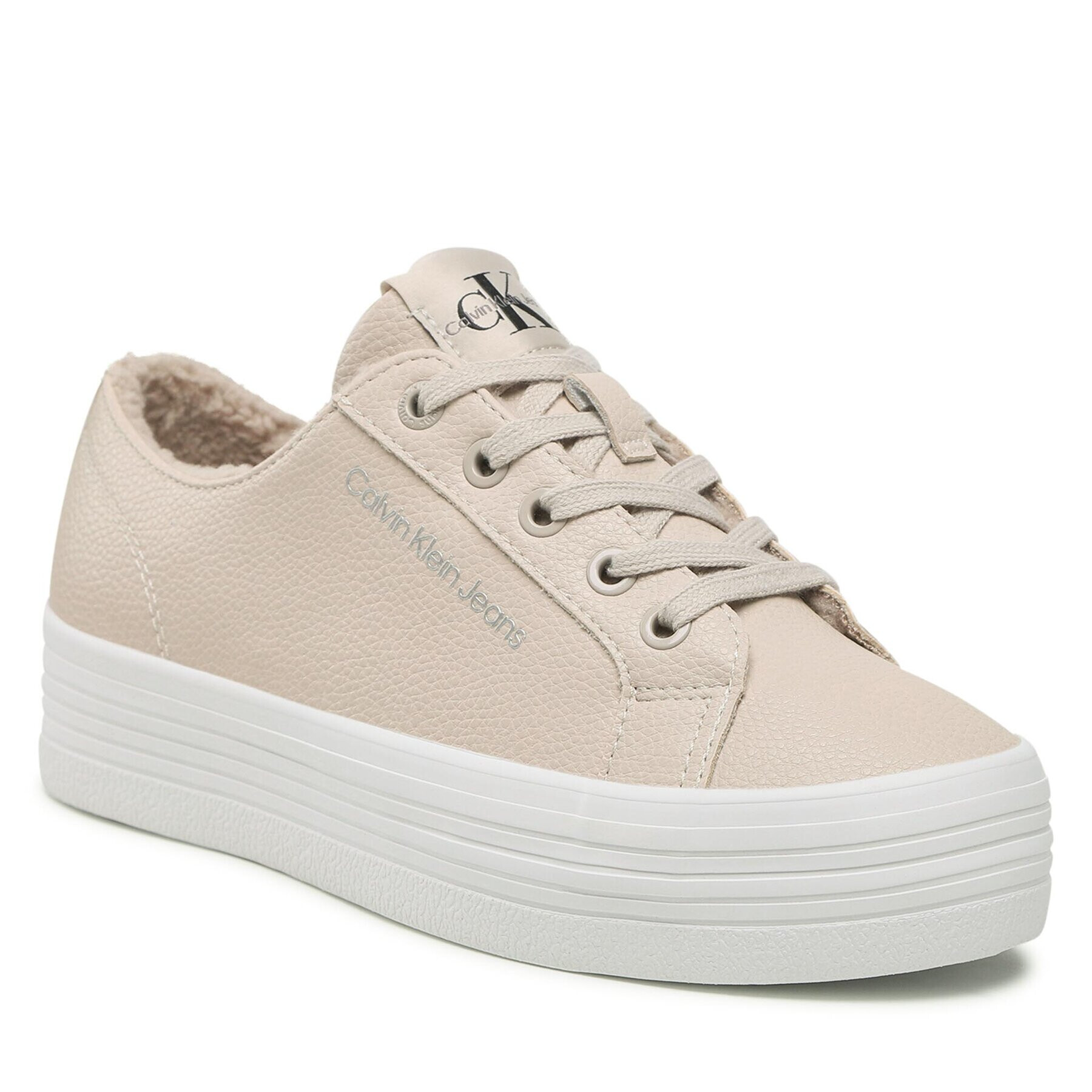 Calvin Klein Jeans Сникърси Vulc Flatform Laceup Low Lw YW0YW00819 Бежов - Pepit.bg