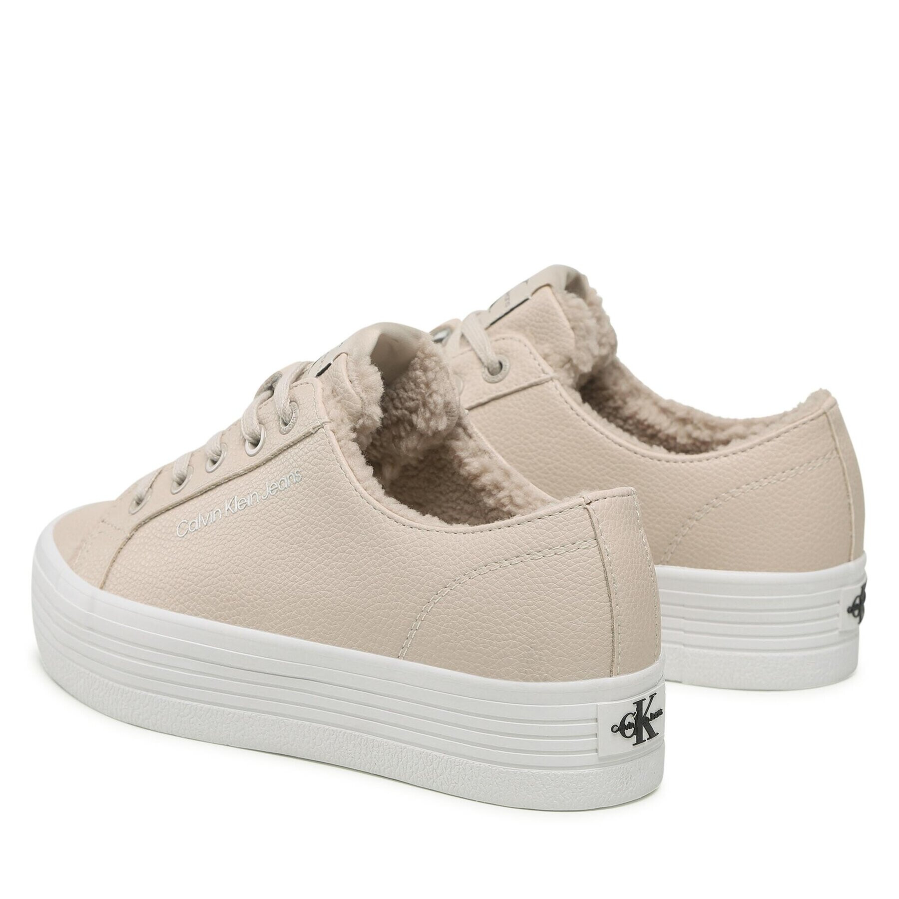 Calvin Klein Jeans Сникърси Vulc Flatform Laceup Low Lw YW0YW00819 Бежов - Pepit.bg