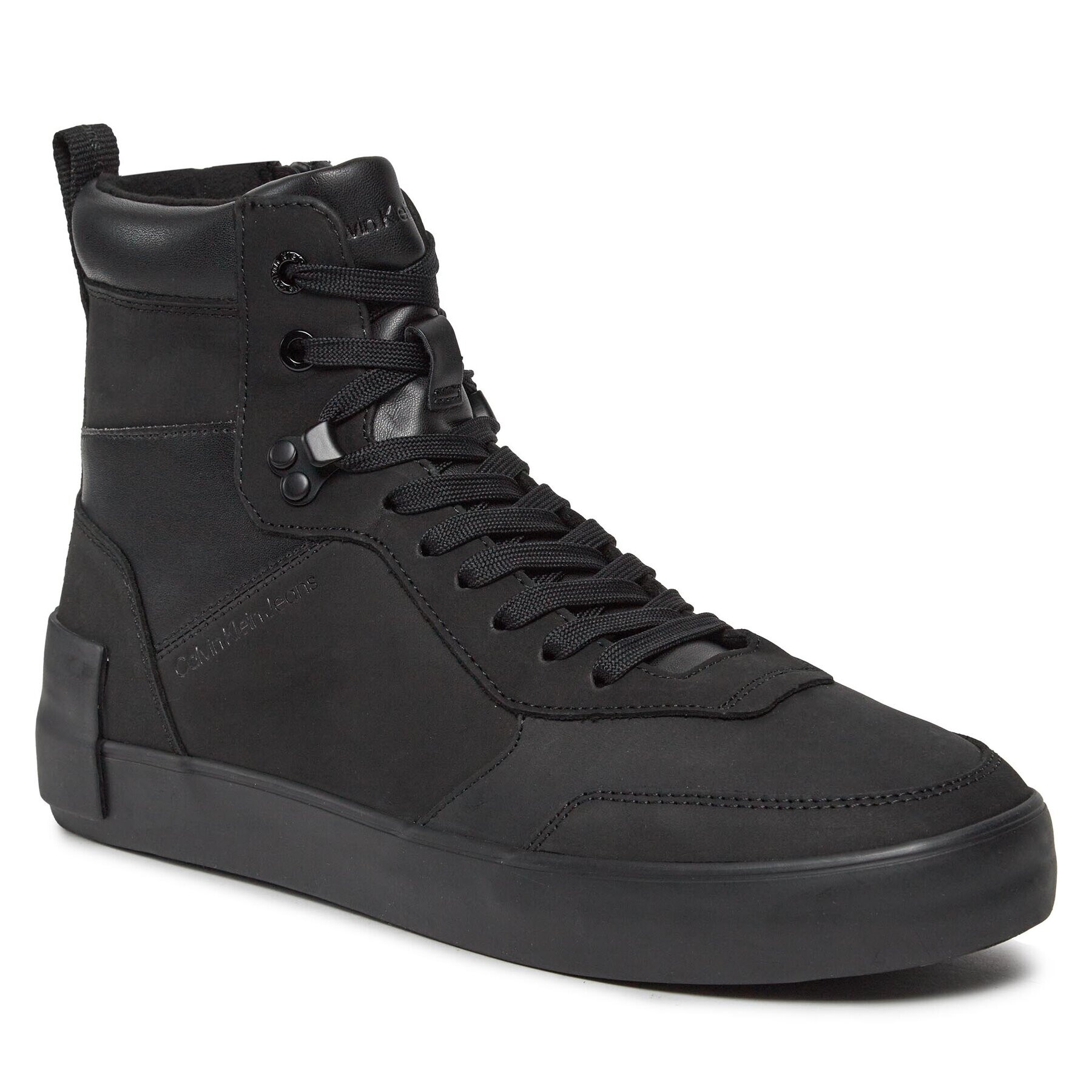 Calvin Klein Jeans Сникърси Vulcanized Laceup Mid Lth YM0YM00851 Черен - Pepit.bg