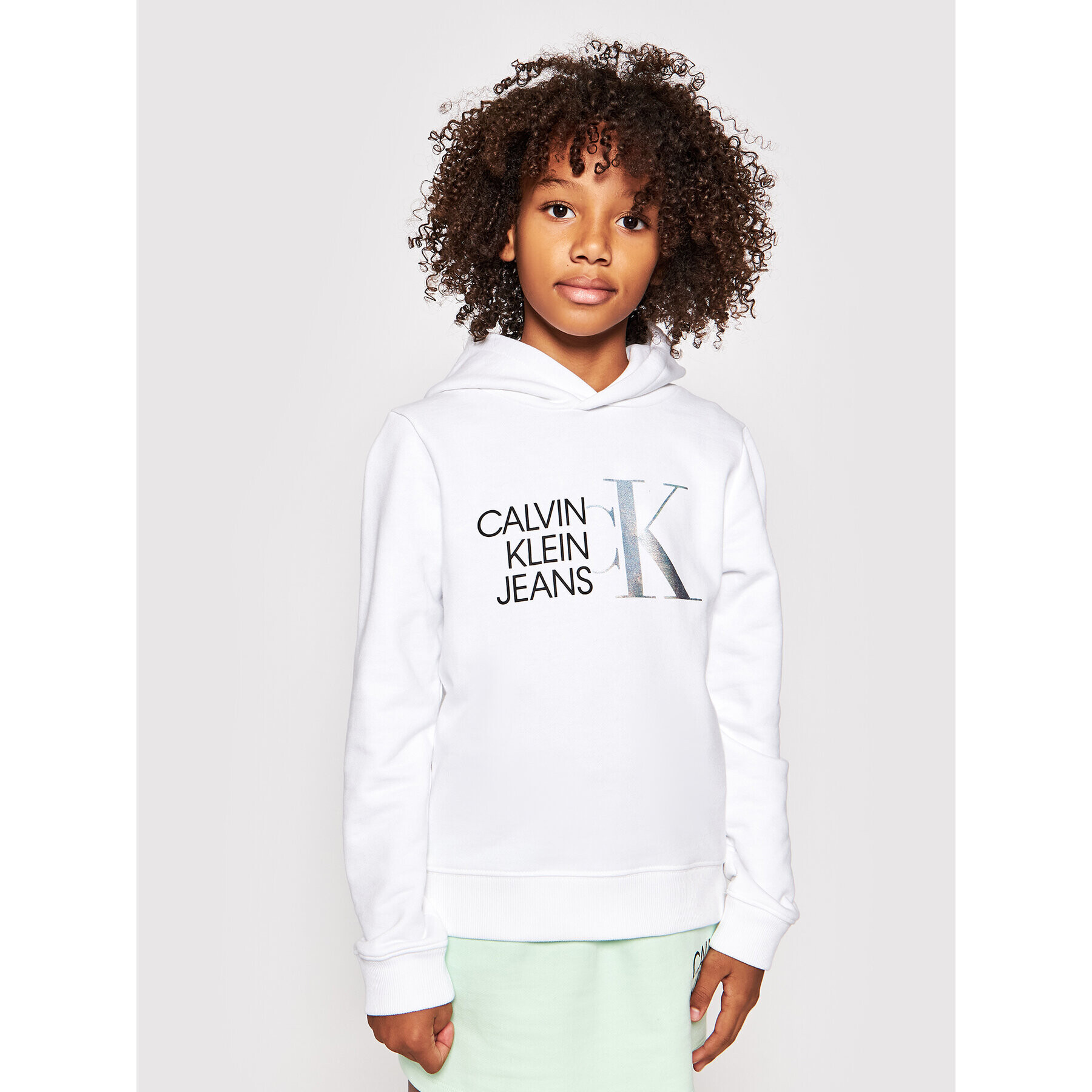 Calvin Klein Jeans Суитшърт Hybrid Logo IG0IG00873 Бял Regular Fit - Pepit.bg