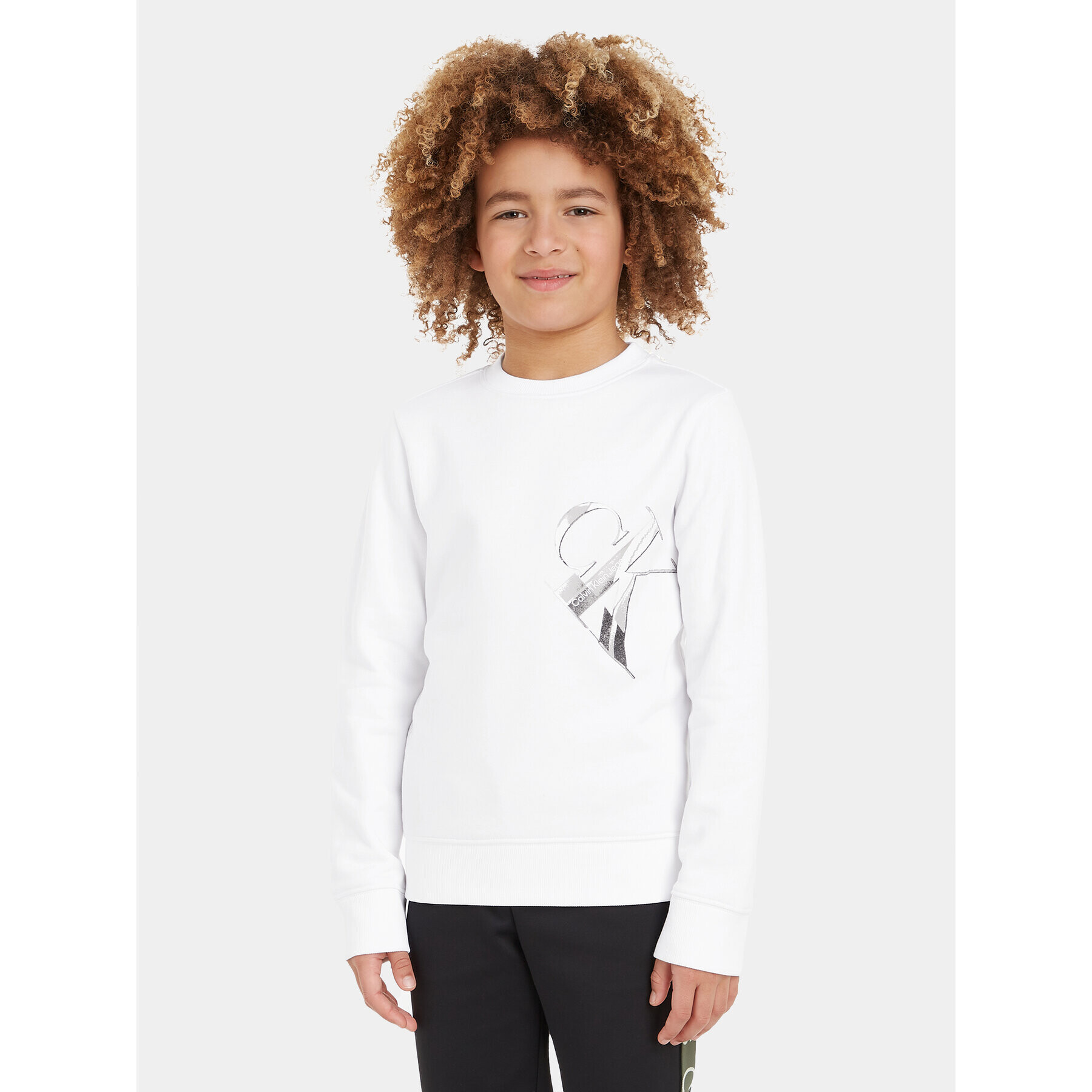 Calvin Klein Jeans Суитшърт Hyper Real IB0IB01854 Бял Regular Fit - Pepit.bg