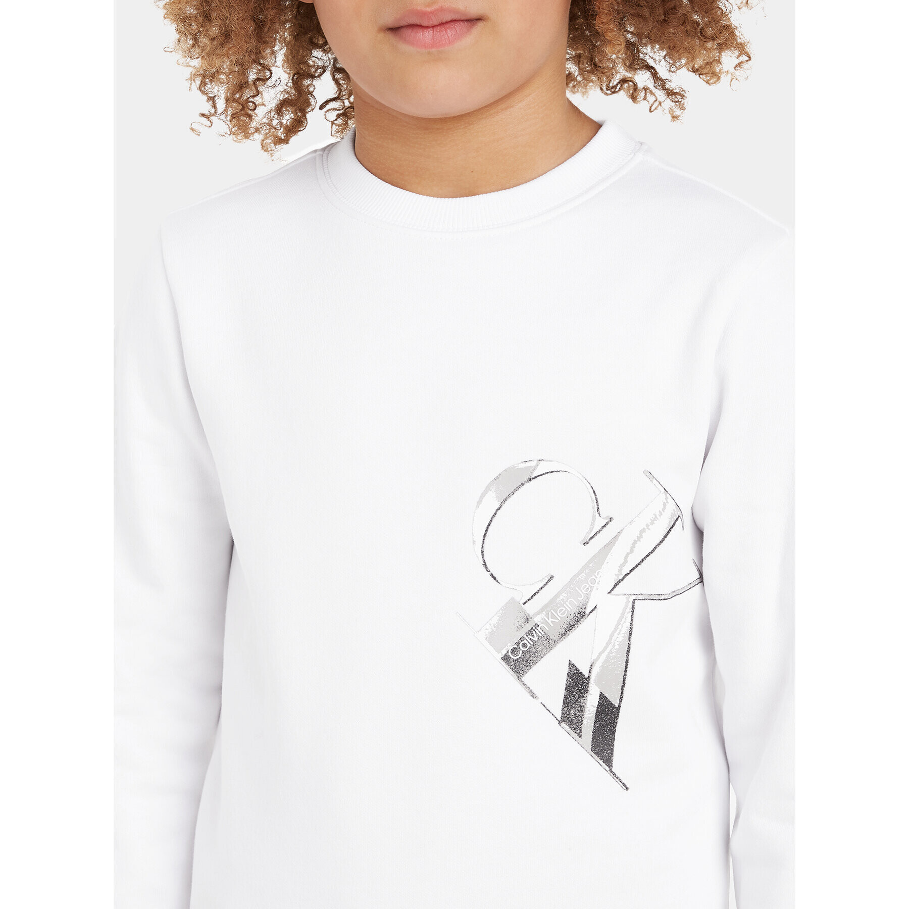 Calvin Klein Jeans Суитшърт Hyper Real IB0IB01854 Бял Regular Fit - Pepit.bg