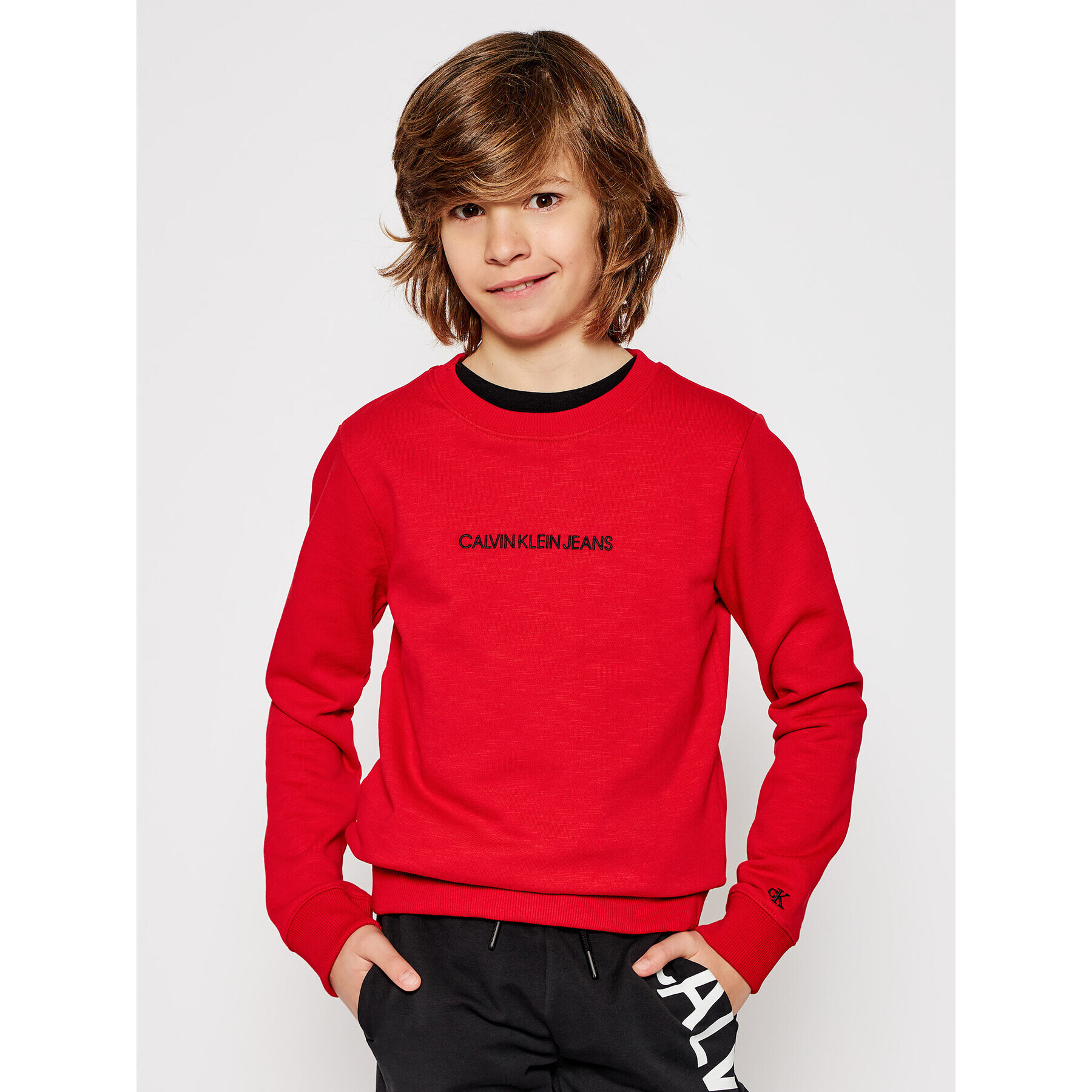Calvin Klein Jeans Суитшърт IB0IB00547 Червен Regular Fit - Pepit.bg