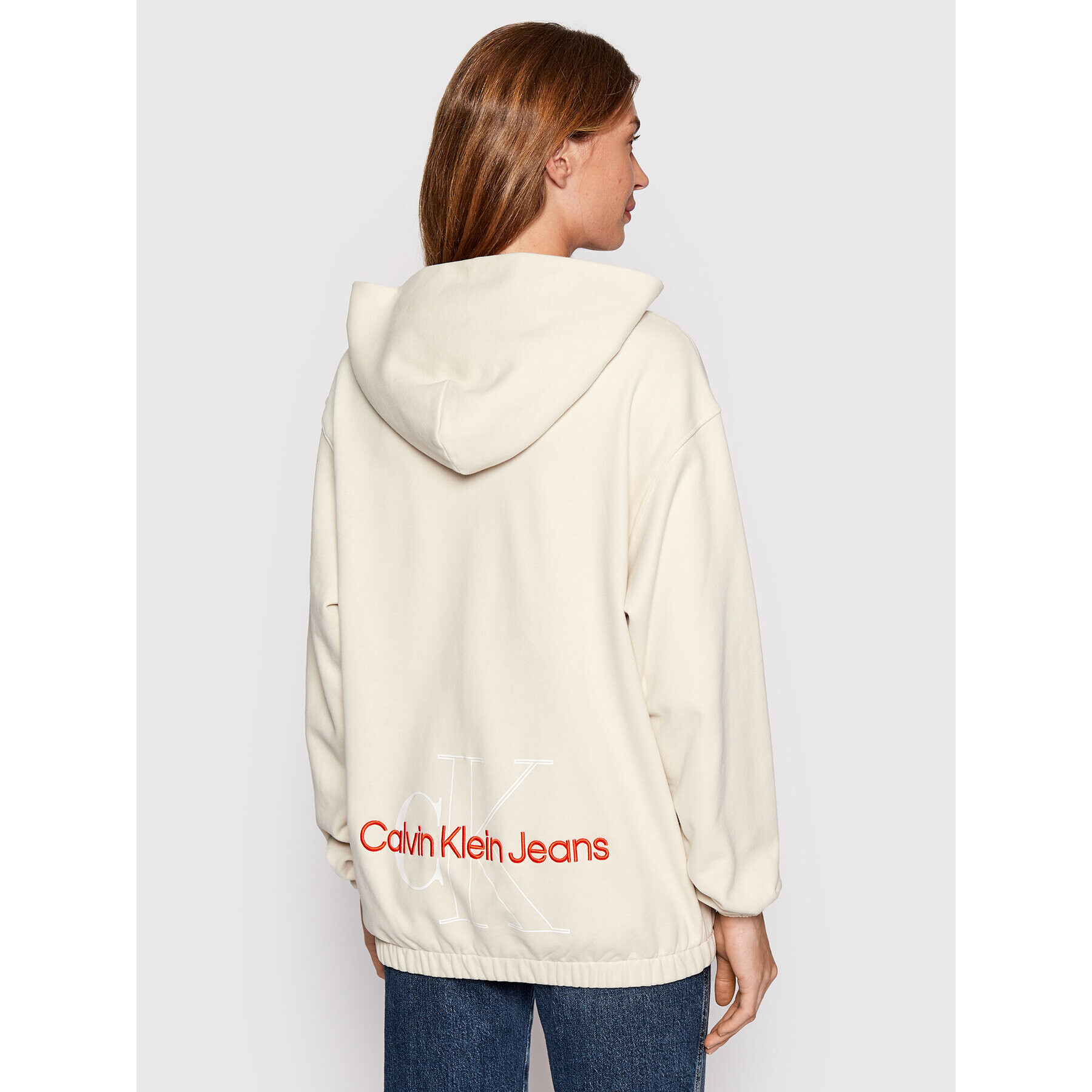 Calvin Klein Jeans Суитшърт J20J218102 Бежов Oversize - Pepit.bg