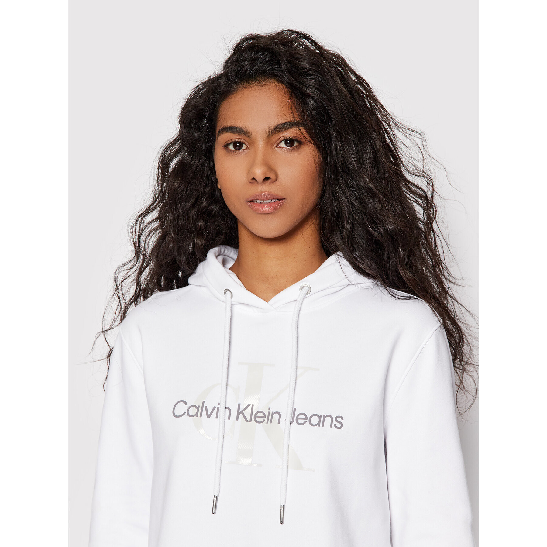 Calvin Klein Jeans Суитшърт J20J218103 Бял Regular Fit - Pepit.bg