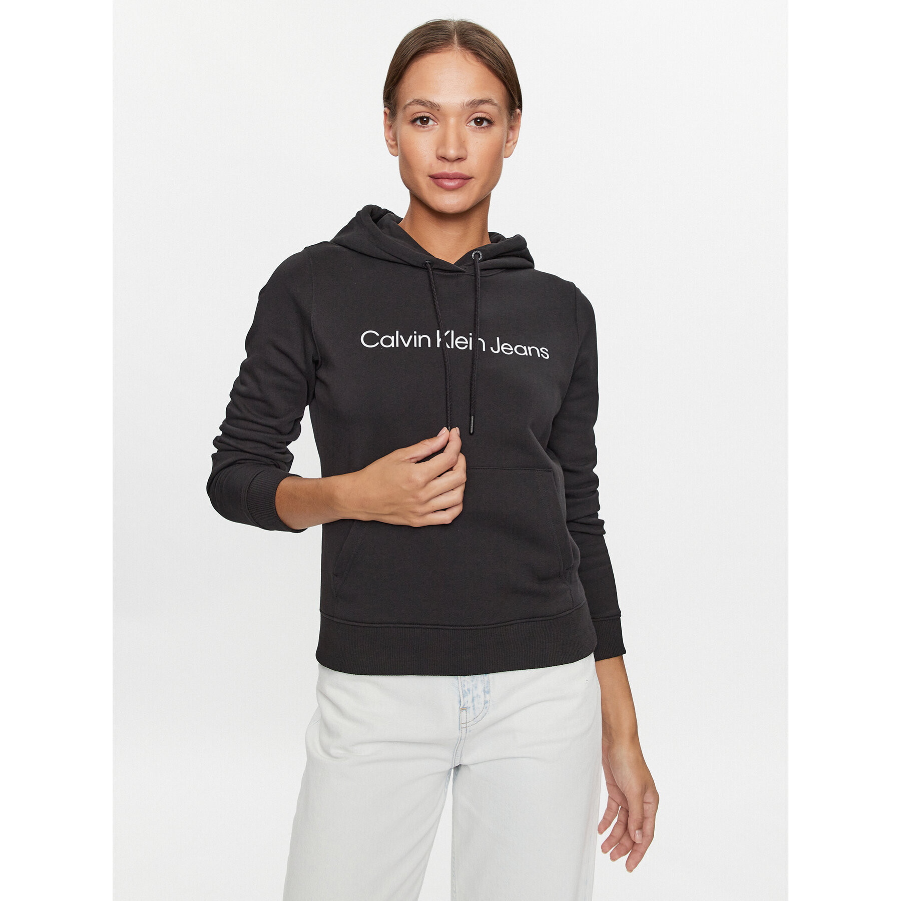 Calvin Klein Jeans Суитшърт J20J220254 Черен Regular Fit - Pepit.bg