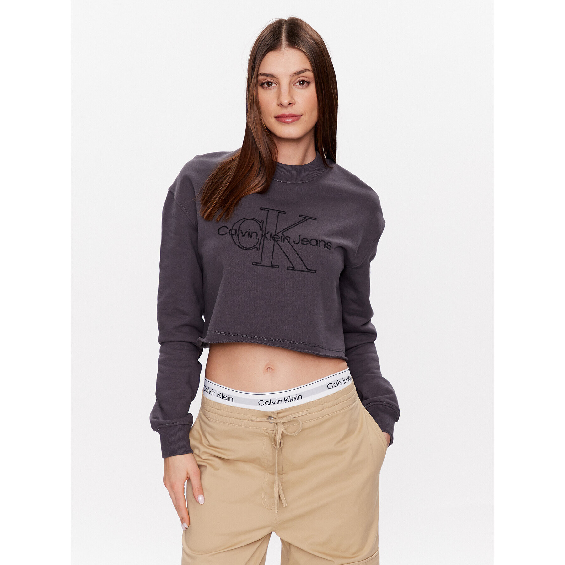 Calvin Klein Jeans Суитшърт J20J220696 Сив Relaxed Fit - Pepit.bg