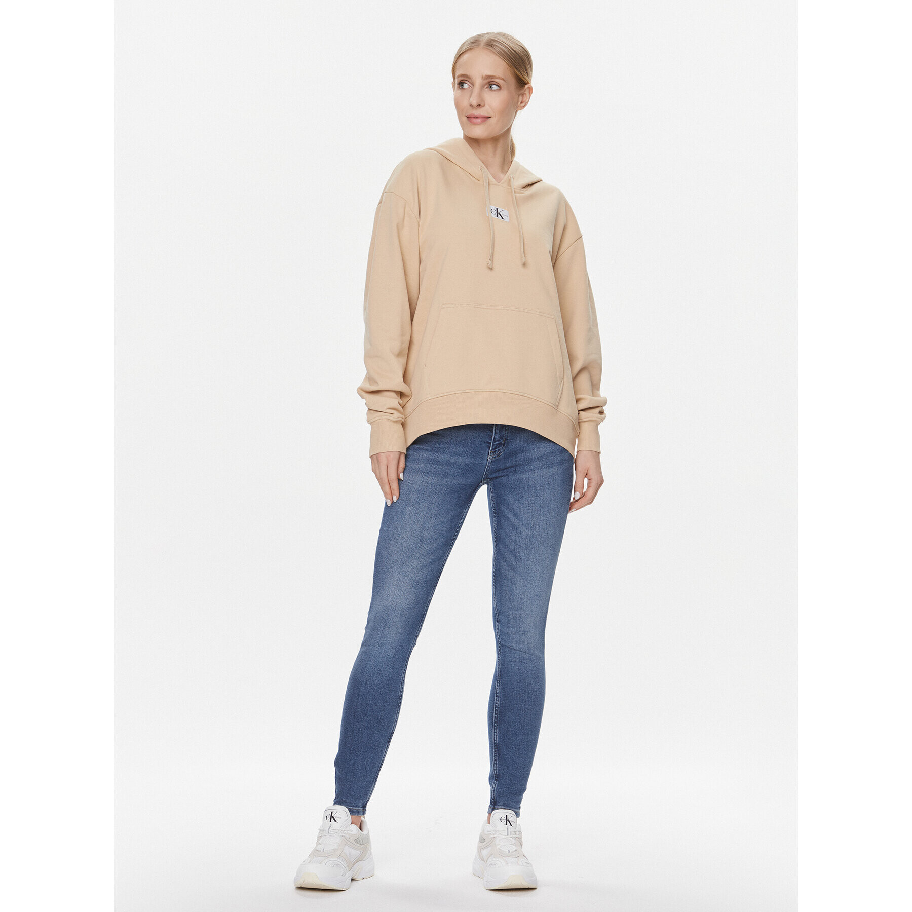 Calvin Klein Jeans Суитшърт J20J222539 Бежов Oversize - Pepit.bg