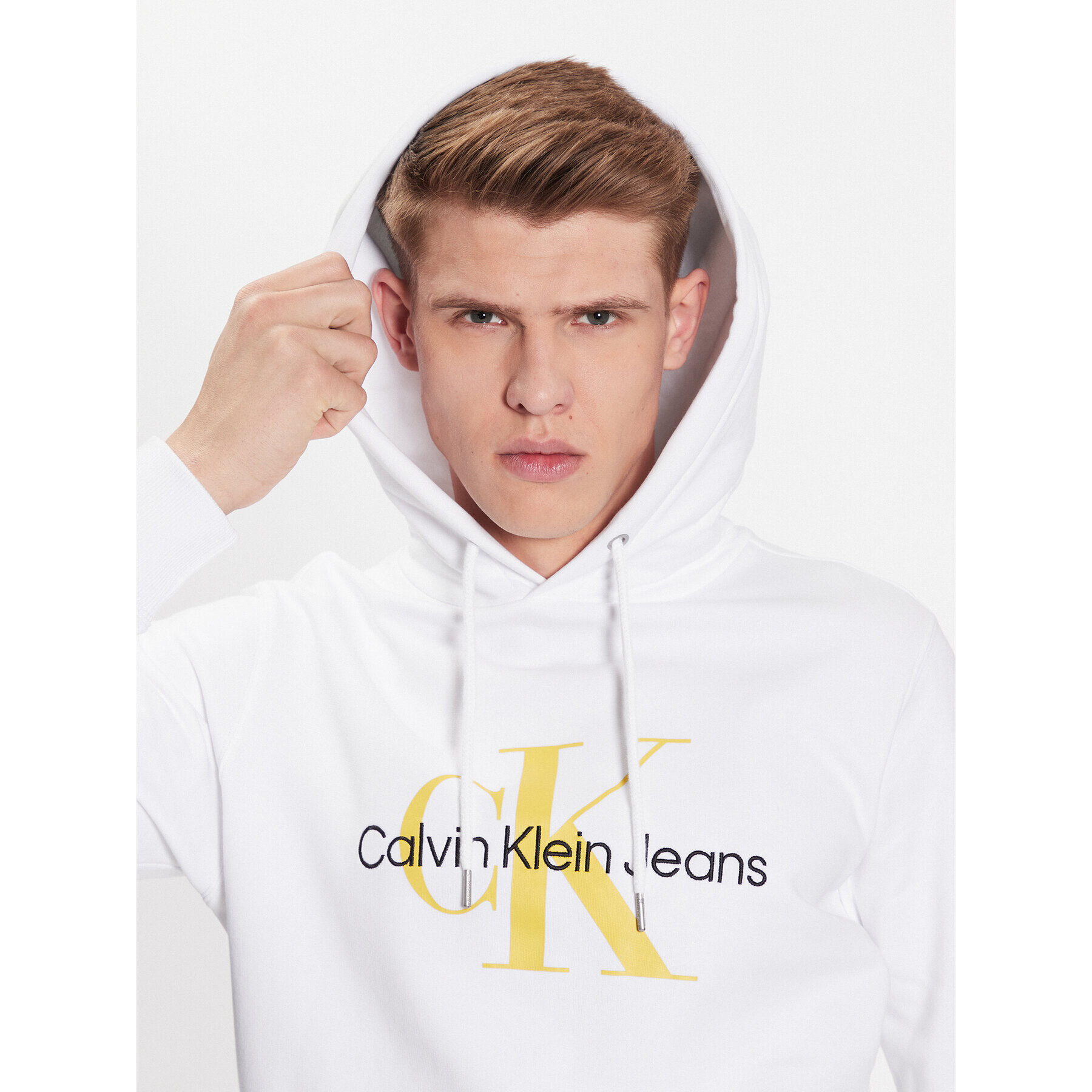 Calvin Klein Jeans Суитшърт J30J320805 Бял Regular Fit - Pepit.bg