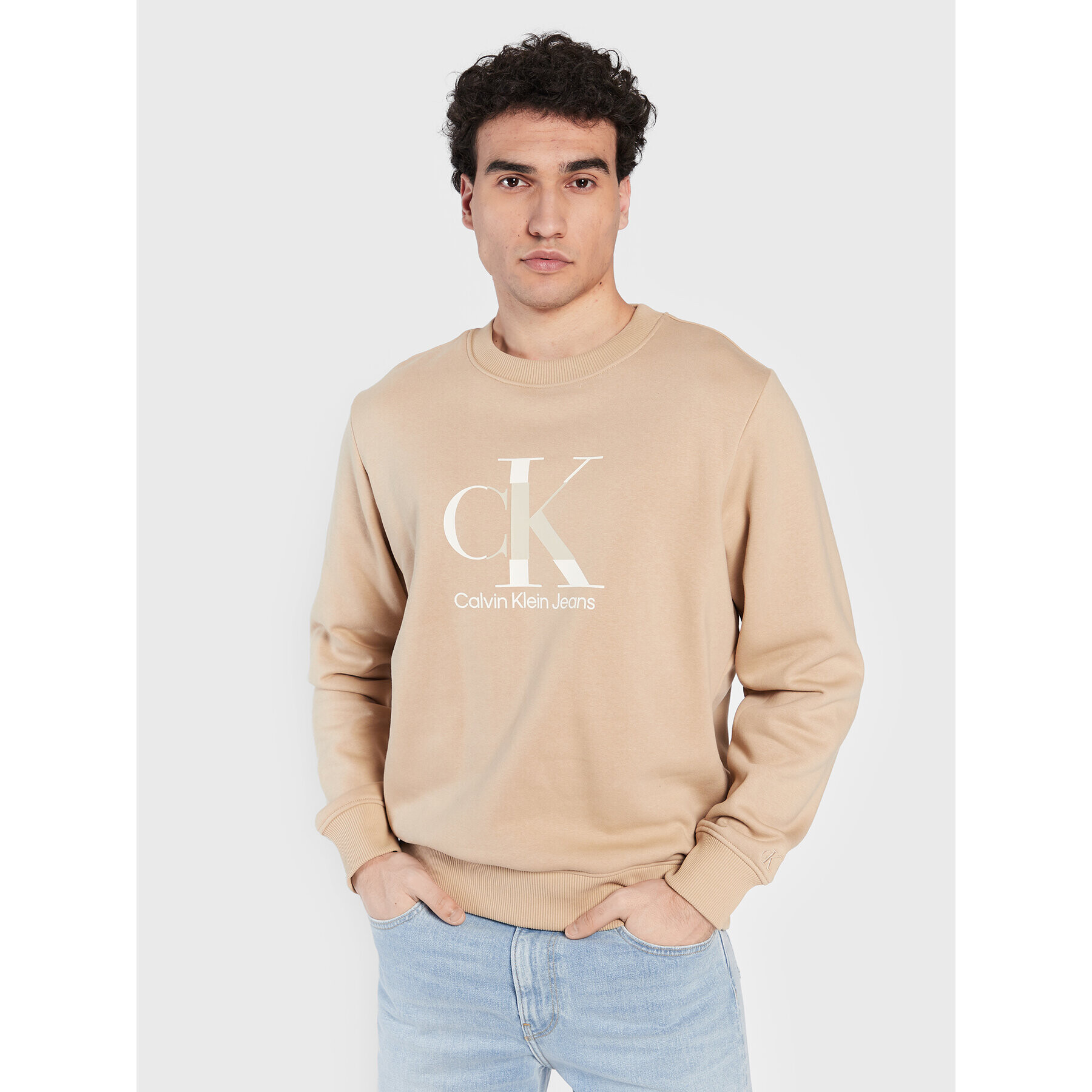 Calvin Klein Jeans Суитшърт J30J323298 Бежов Regular Fit - Pepit.bg