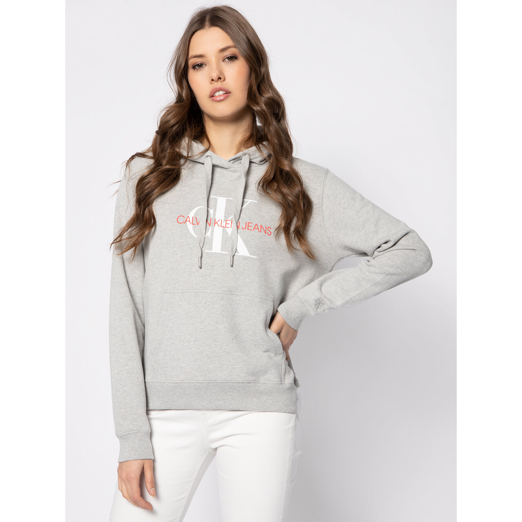 Calvin Klein Jeans Суитшърт Logo Hoodie J20J213468 Сив Regular Fit - Pepit.bg