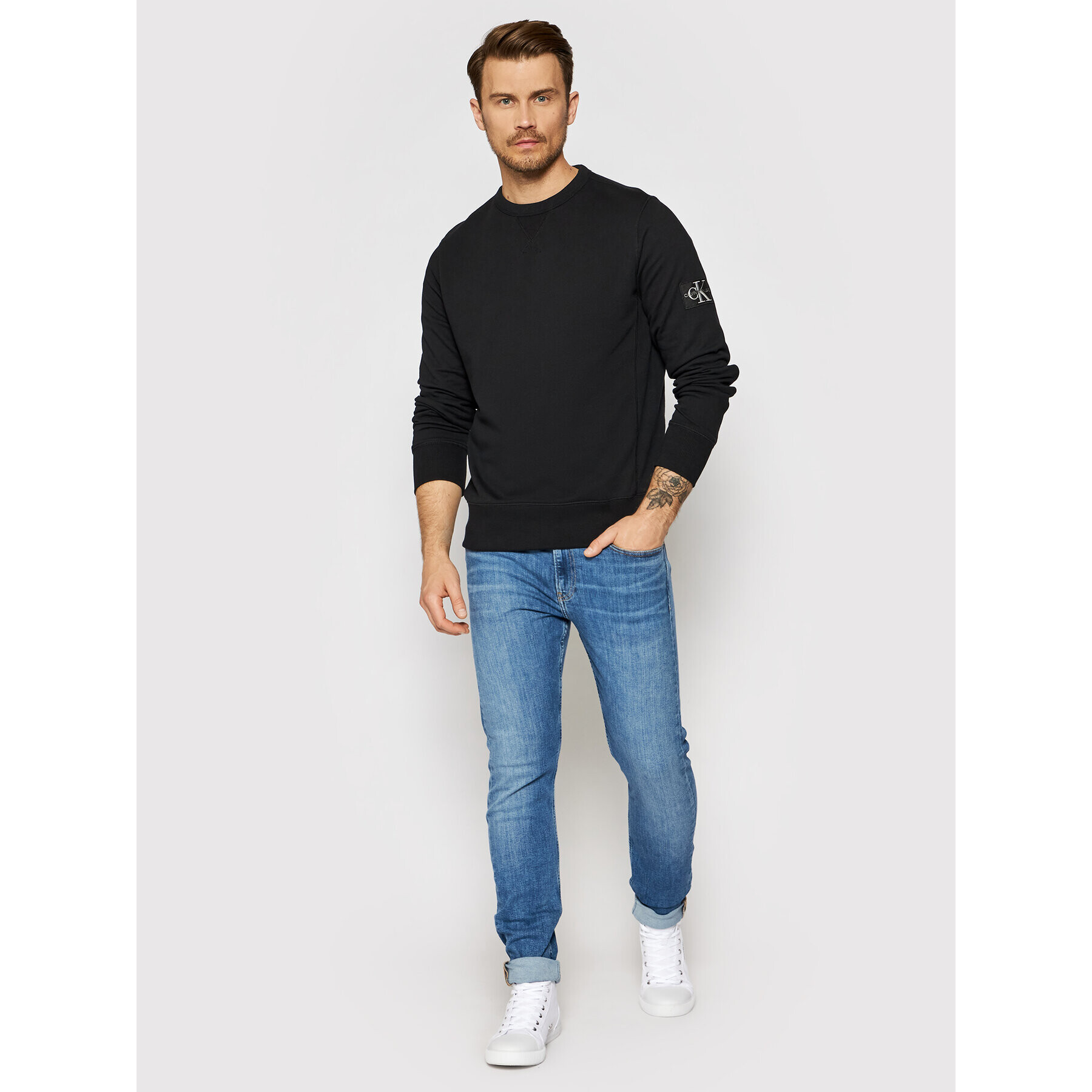 Calvin Klein Jeans Суитшърт Monogram J30J314035 Черен Regular Fit - Pepit.bg