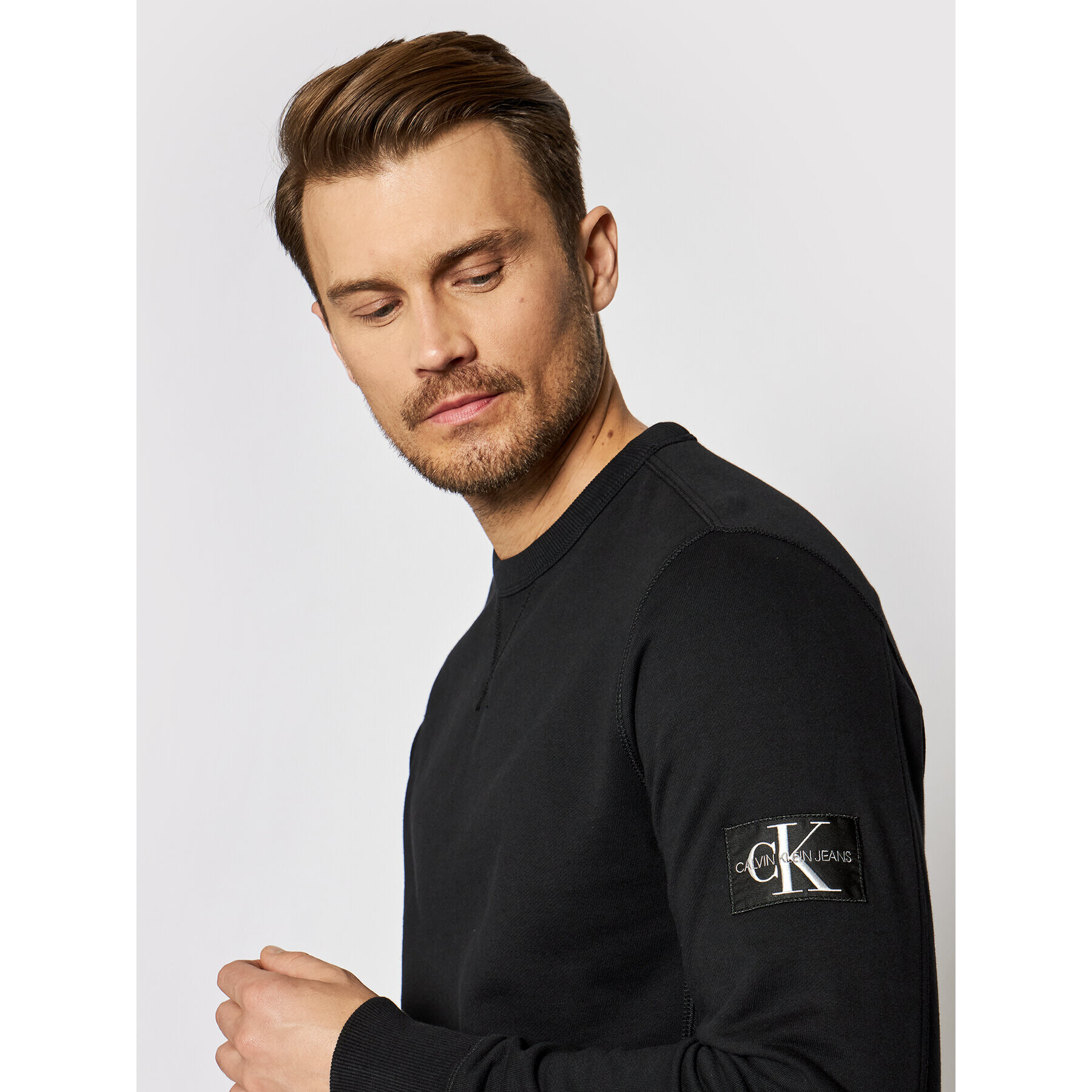 Calvin Klein Jeans Суитшърт Monogram J30J314035 Черен Regular Fit - Pepit.bg