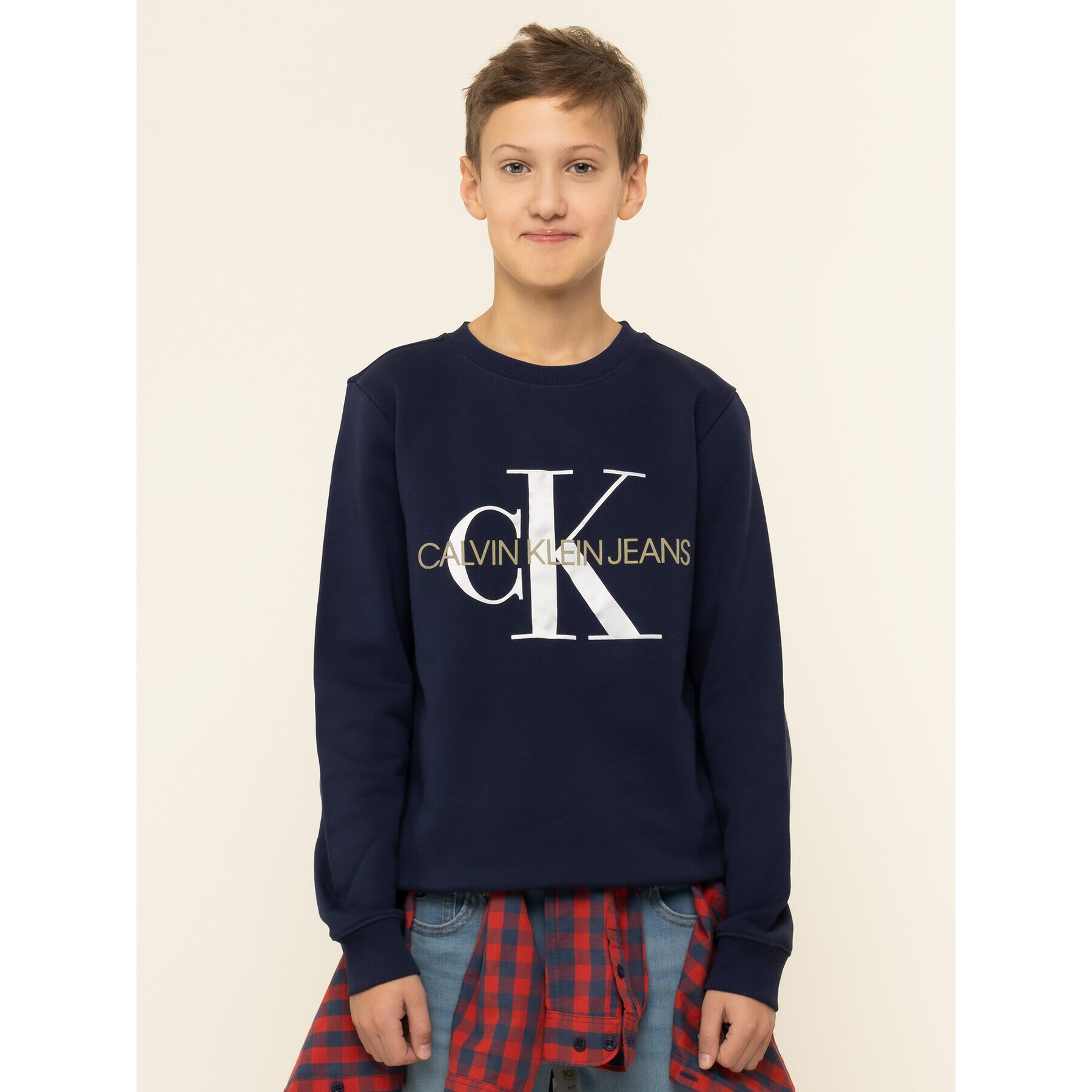 Calvin Klein Jeans Суитшърт Monogram Logo IU0IU00069 Тъмносин Regular Fit - Pepit.bg