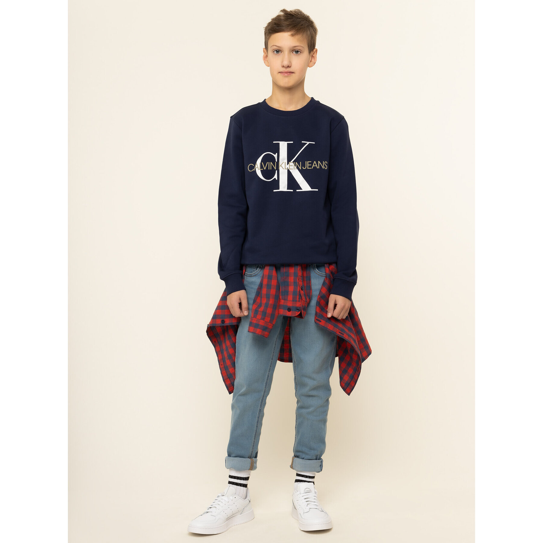 Calvin Klein Jeans Суитшърт Monogram Logo IU0IU00069 Тъмносин Regular Fit - Pepit.bg