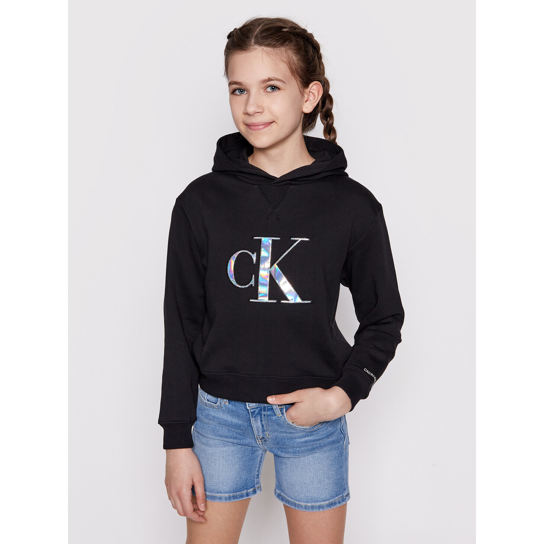 Calvin Klein Jeans Суитшърт Monogran Applique Hoodie IG0IG00987 Черен Regular Fit - Pepit.bg