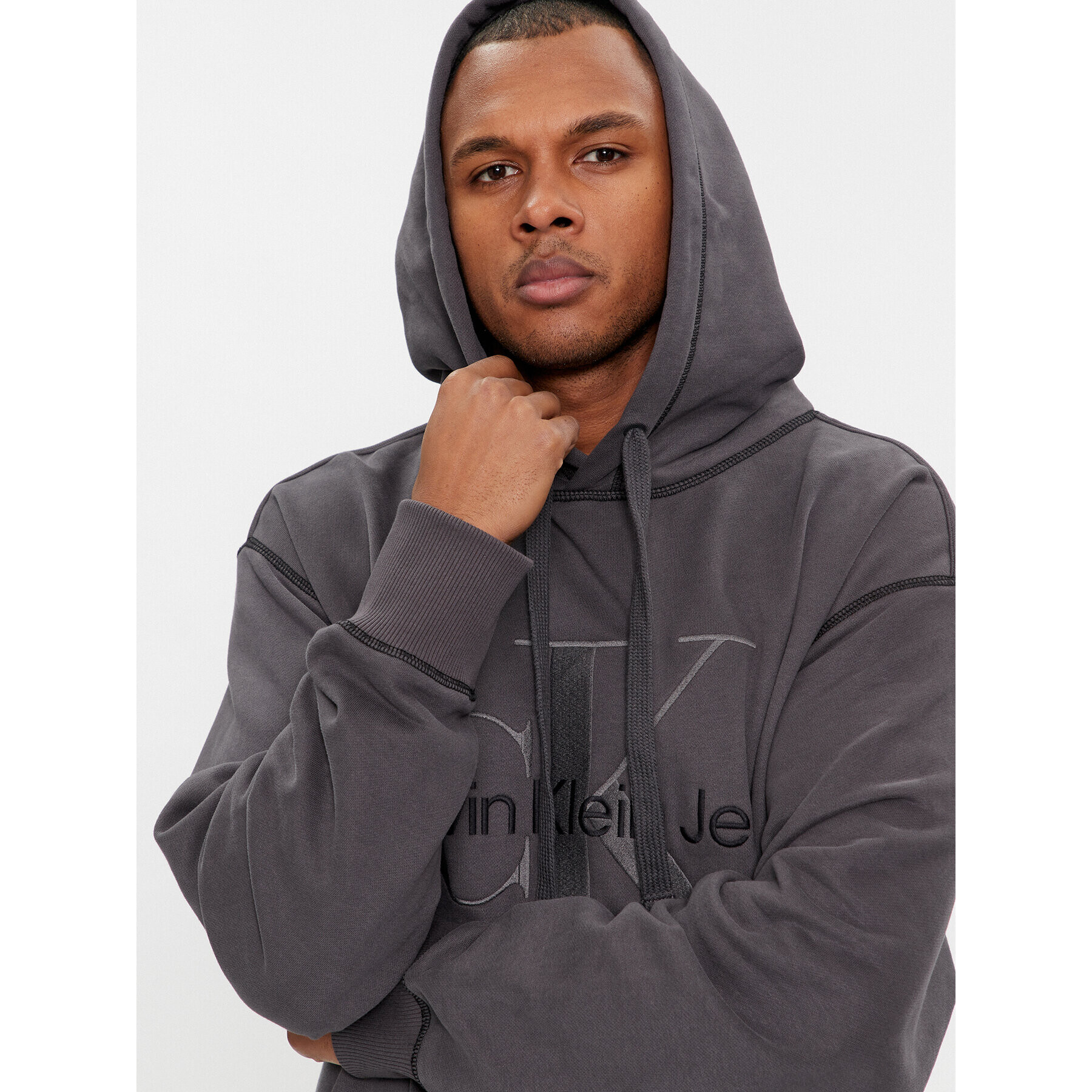 Calvin Klein Jeans Суитшърт Wash Monologo Hoodie J30J324623 Черен Regular Fit - Pepit.bg