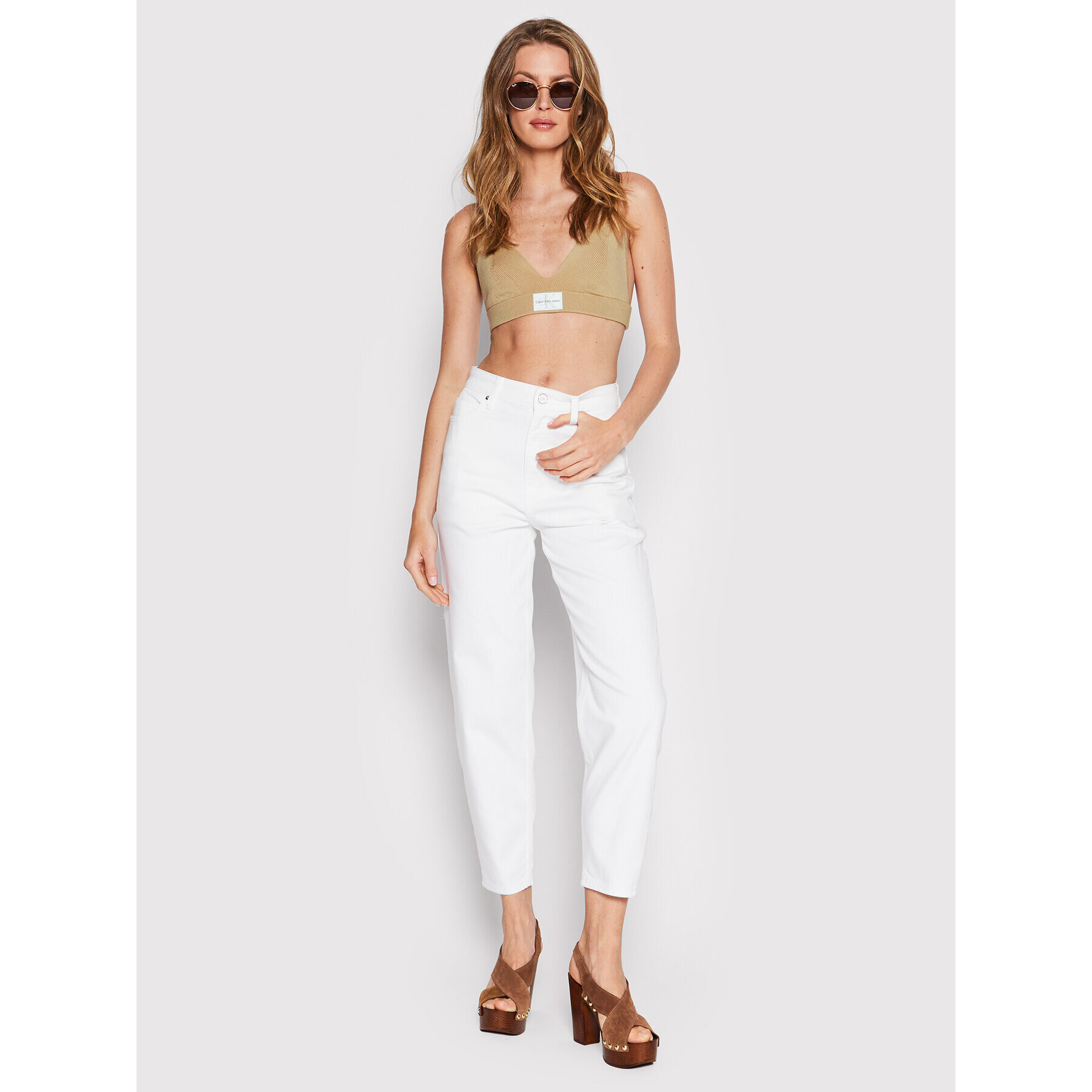 Calvin Klein Jeans Сутиен-топ J20J218719 Бежов - Pepit.bg