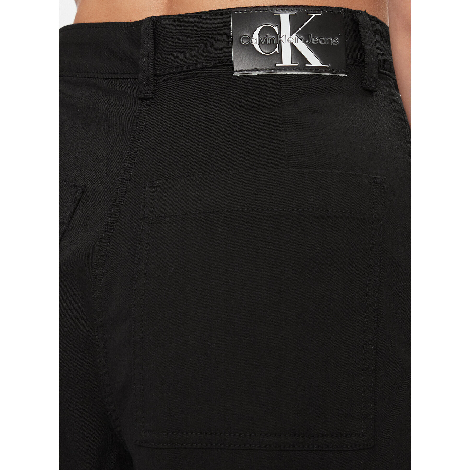 Calvin Klein Jeans Текстилни панталони Stretch Twill High Rise Straight J20J221297 Черен Regular Fit - Pepit.bg