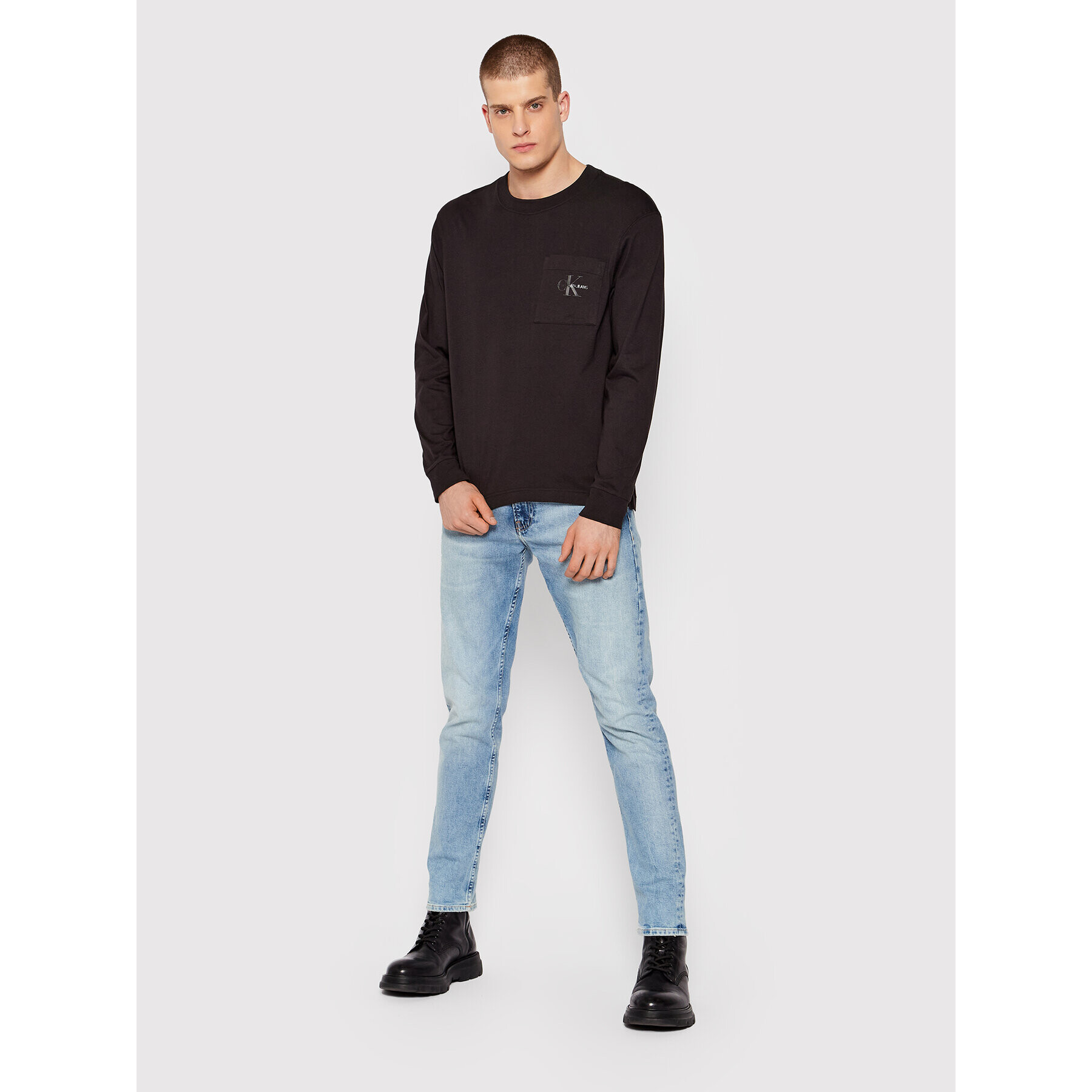 Calvin Klein Jeans Тениска с дълъг ръкав J30J318739 Черен Regular Fit - Pepit.bg