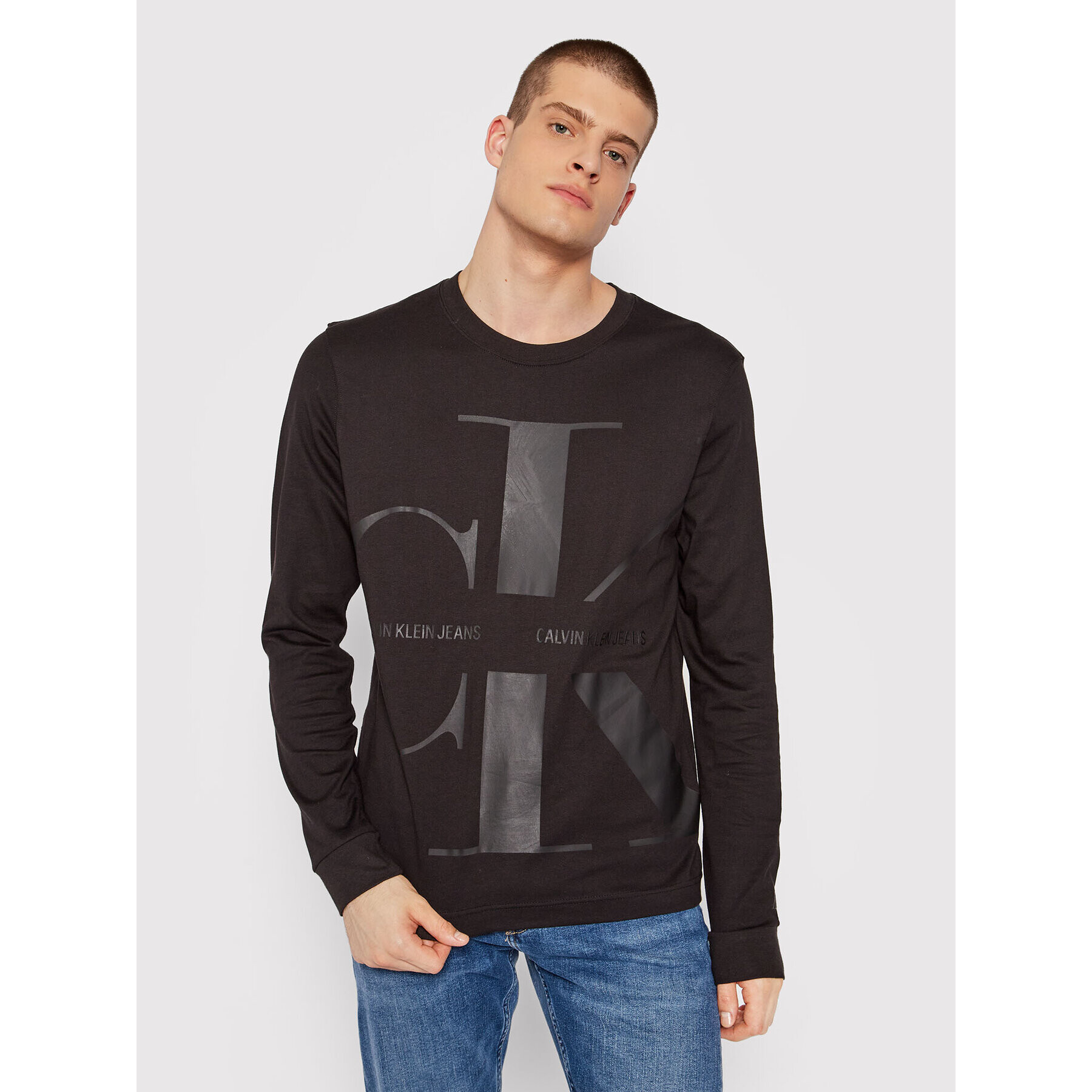 Calvin Klein Jeans Тениска с дълъг ръкав J30J318749 Черен Relaxed Fit - Pepit.bg