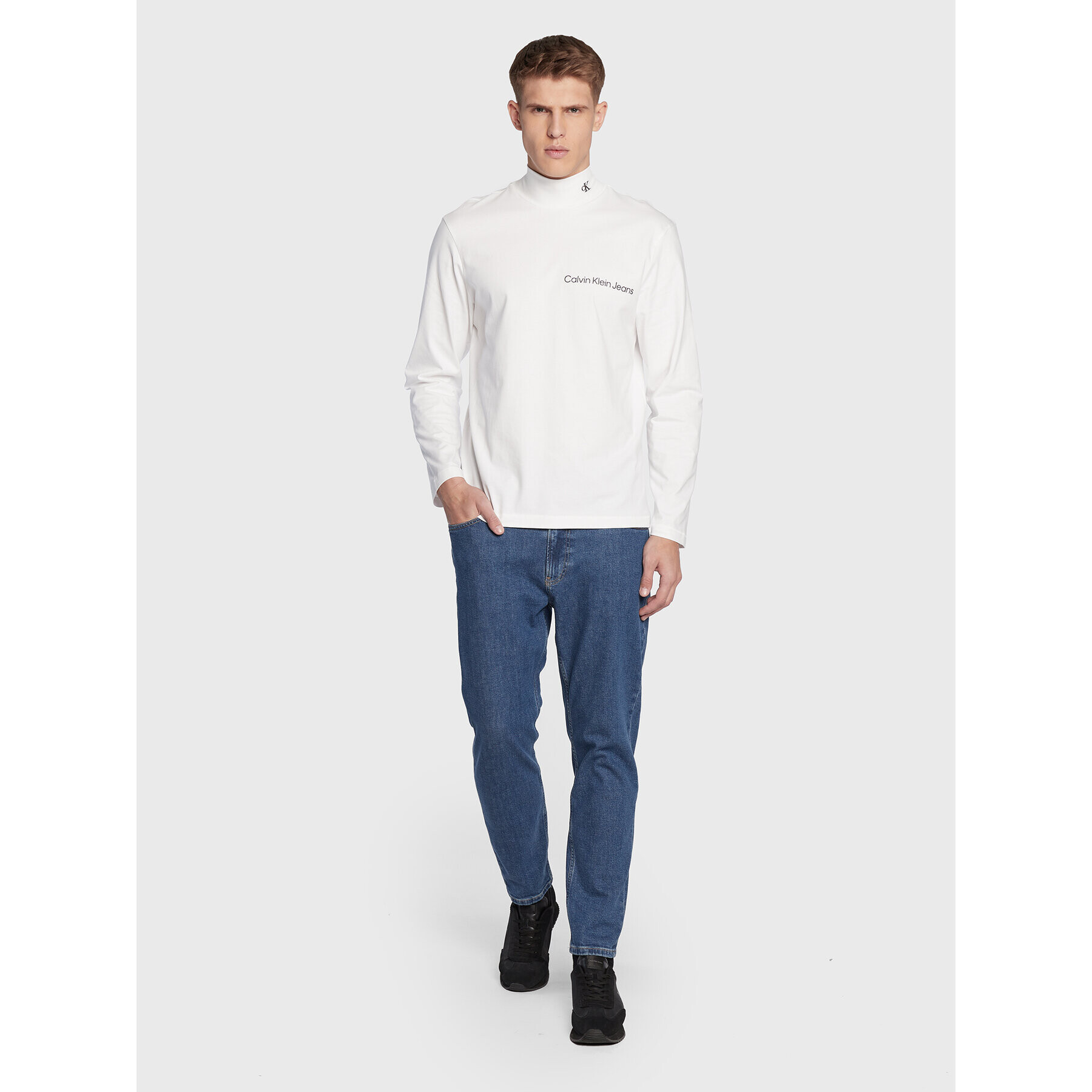 Calvin Klein Jeans Тениска с дълъг ръкав J30J321707 Бял Relaxed Fit - Pepit.bg