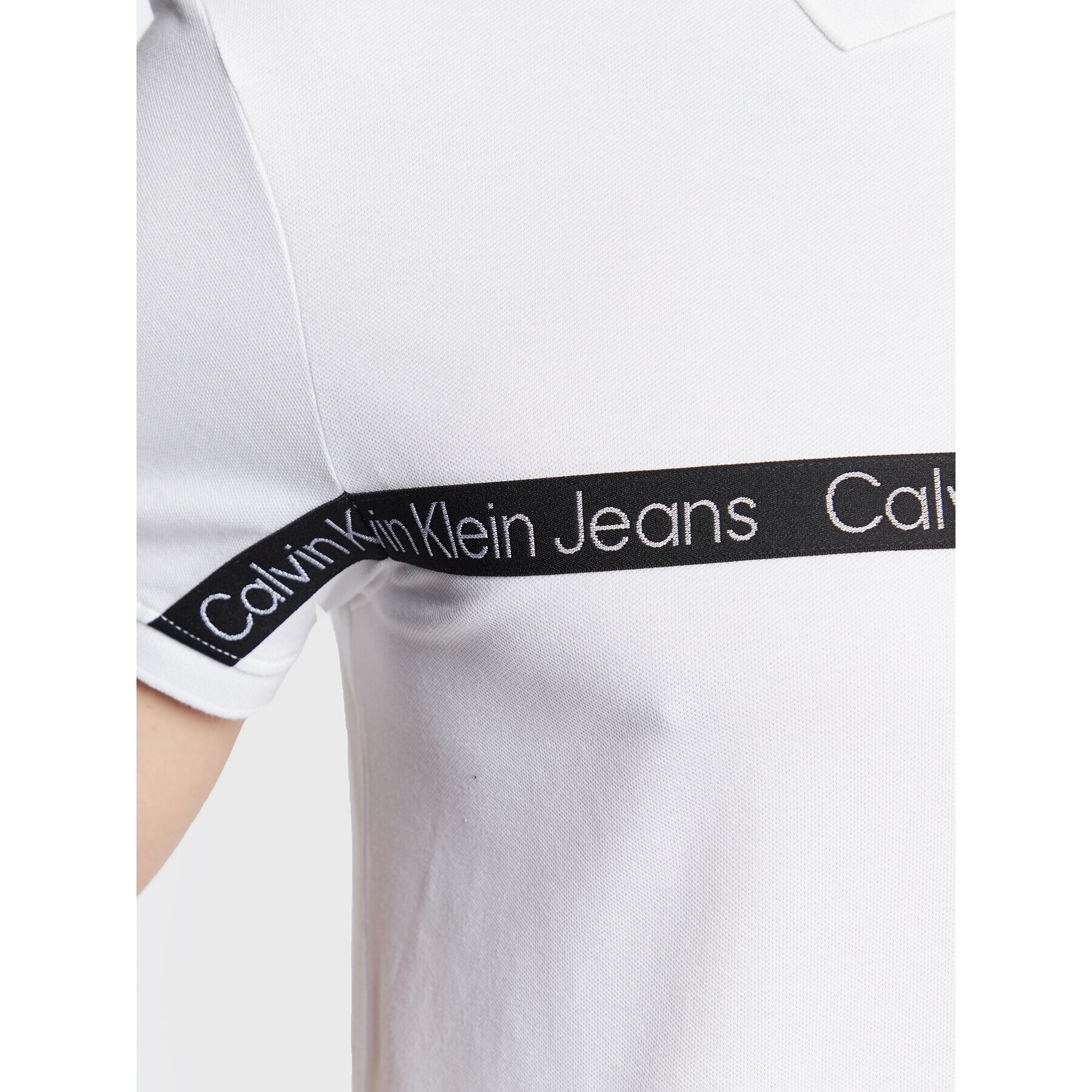 Calvin Klein Jeans Тениска с яка и копчета J30J322856 Бял Regular Fit - Pepit.bg