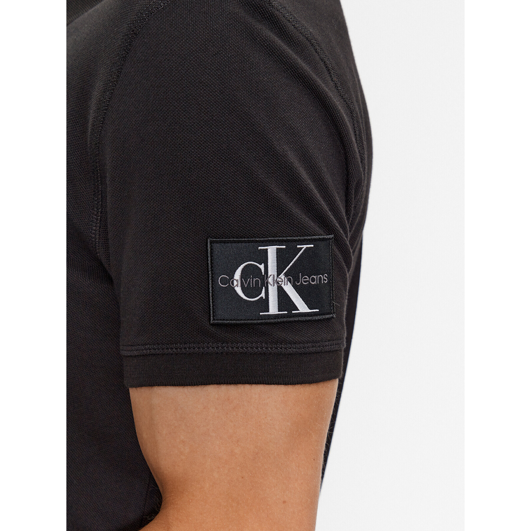 Calvin Klein Jeans Тениска с яка и копчета J30J323394 Черен Regular Fit - Pepit.bg