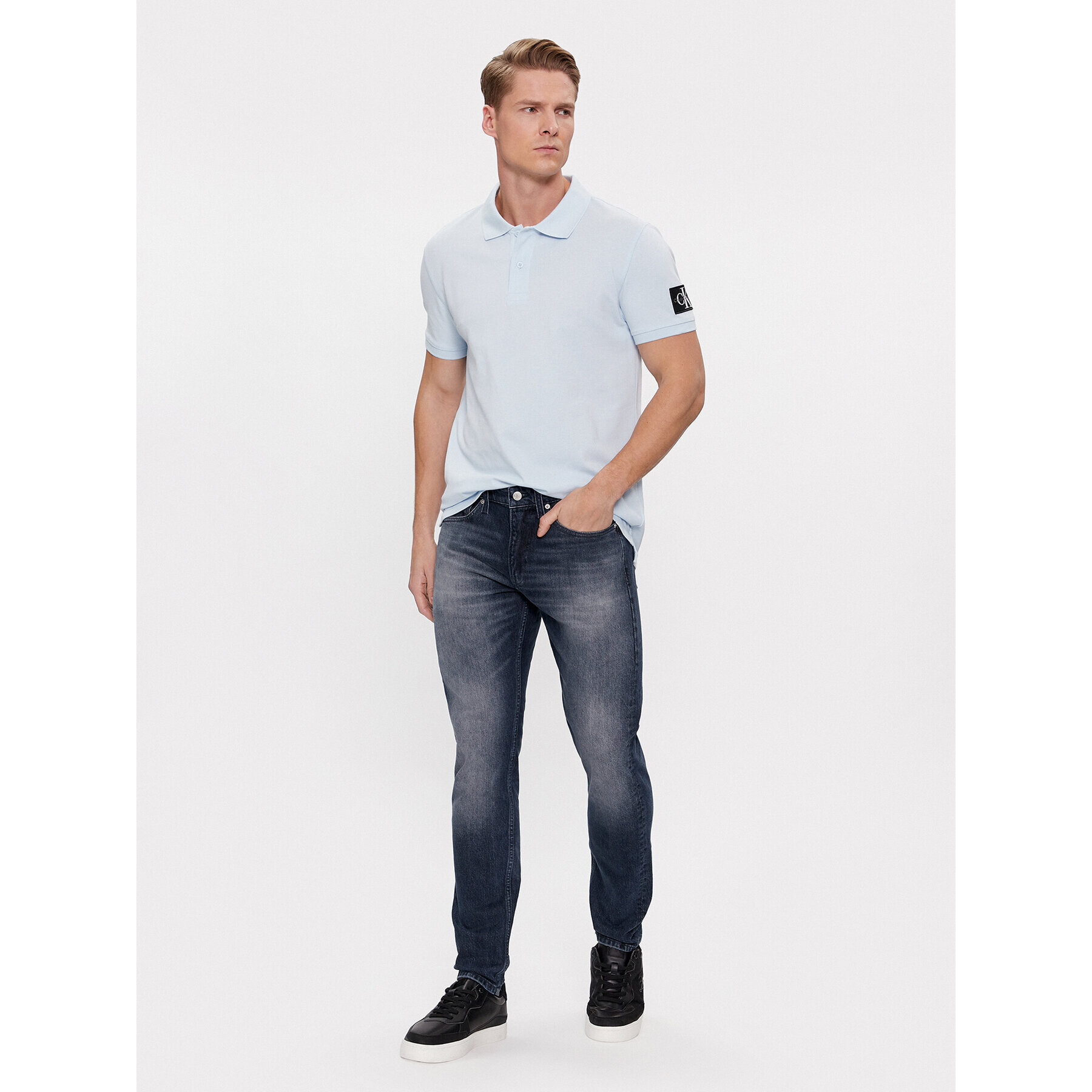 Calvin Klein Jeans Тениска с яка и копчета J30J323394 Син Regular Fit - Pepit.bg