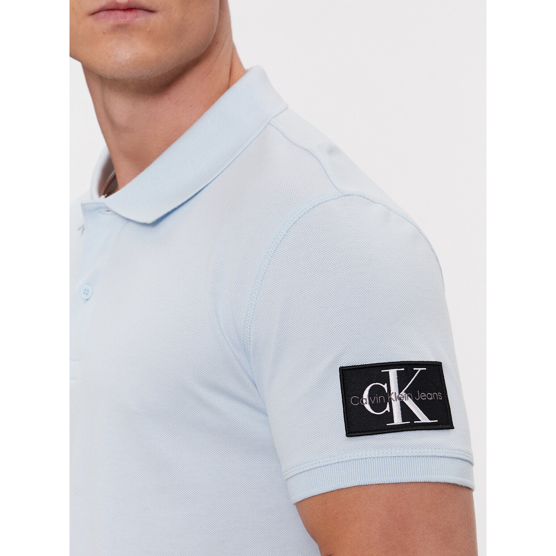 Calvin Klein Jeans Тениска с яка и копчета J30J323394 Син Regular Fit - Pepit.bg