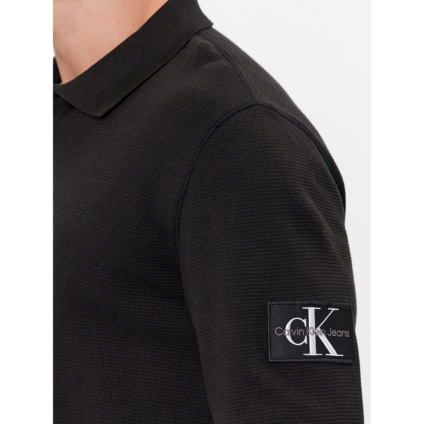 Calvin Klein Jeans Тениска с яка и копчета J30J324961 Черен Regular Fit - Pepit.bg