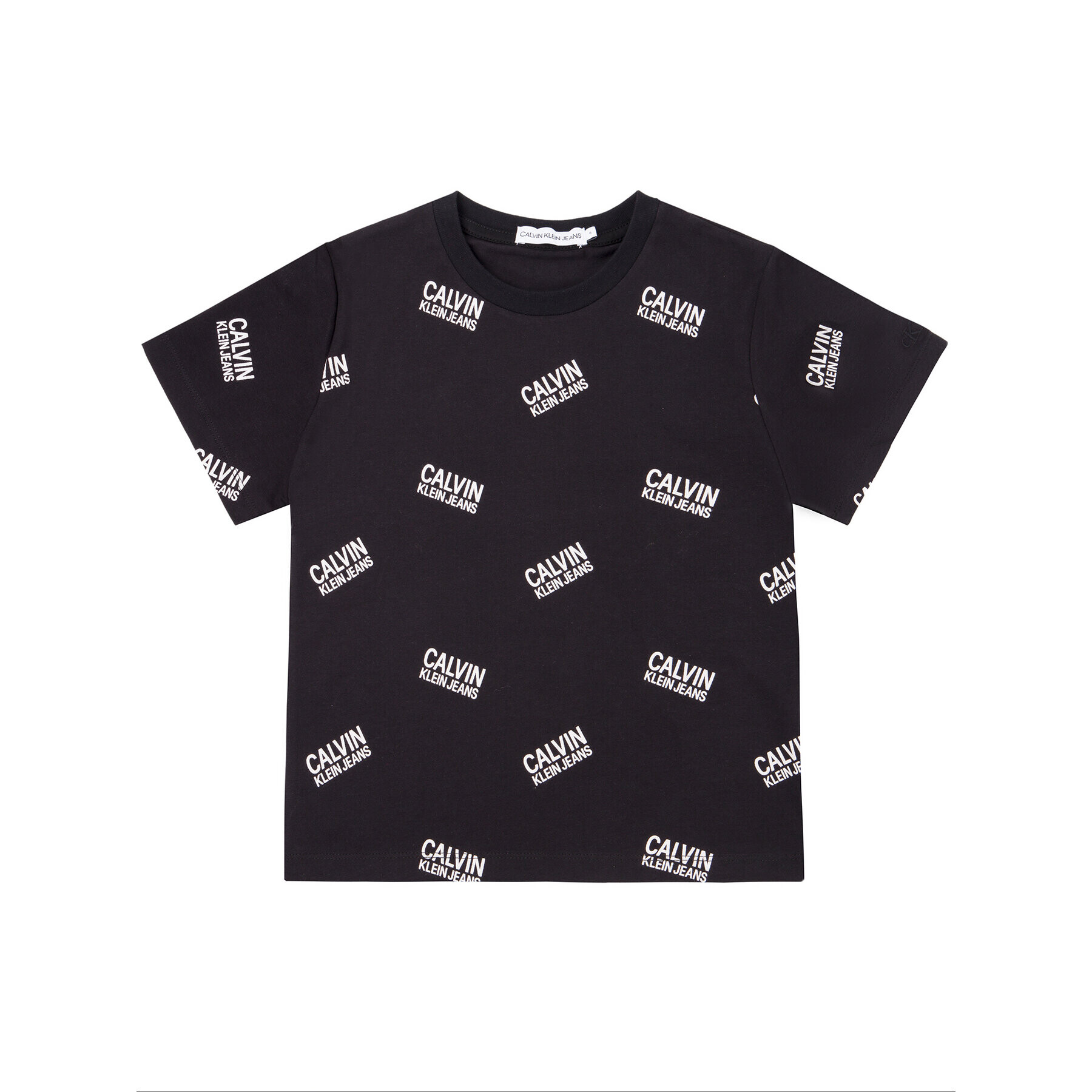 Calvin Klein Jeans Тишърт All-Over Logo IB0IB00404 Черен Regular Fit - Pepit.bg