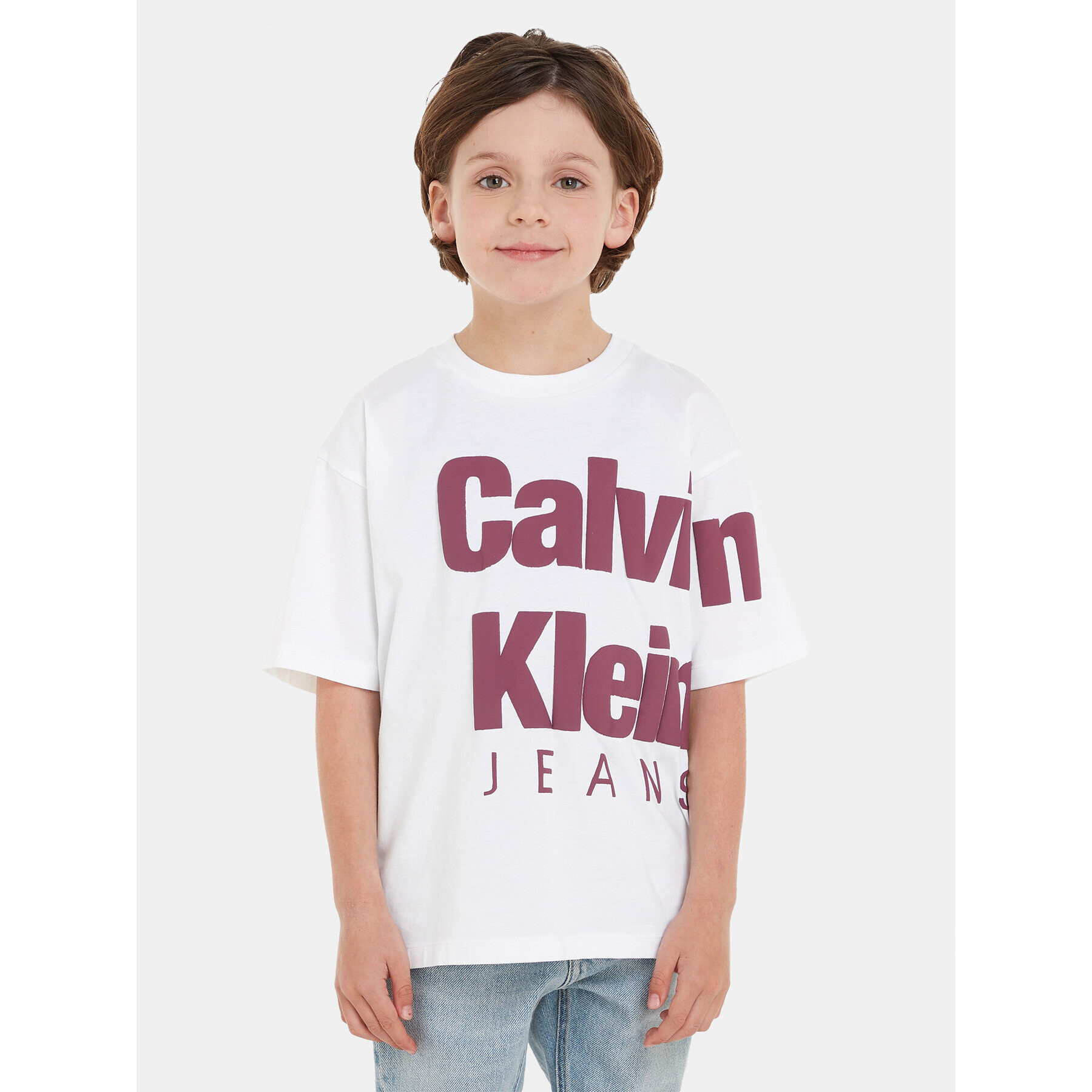 Calvin Klein Jeans Тишърт Blown Up Logo IB0IB01881 Бял Regular Fit - Pepit.bg