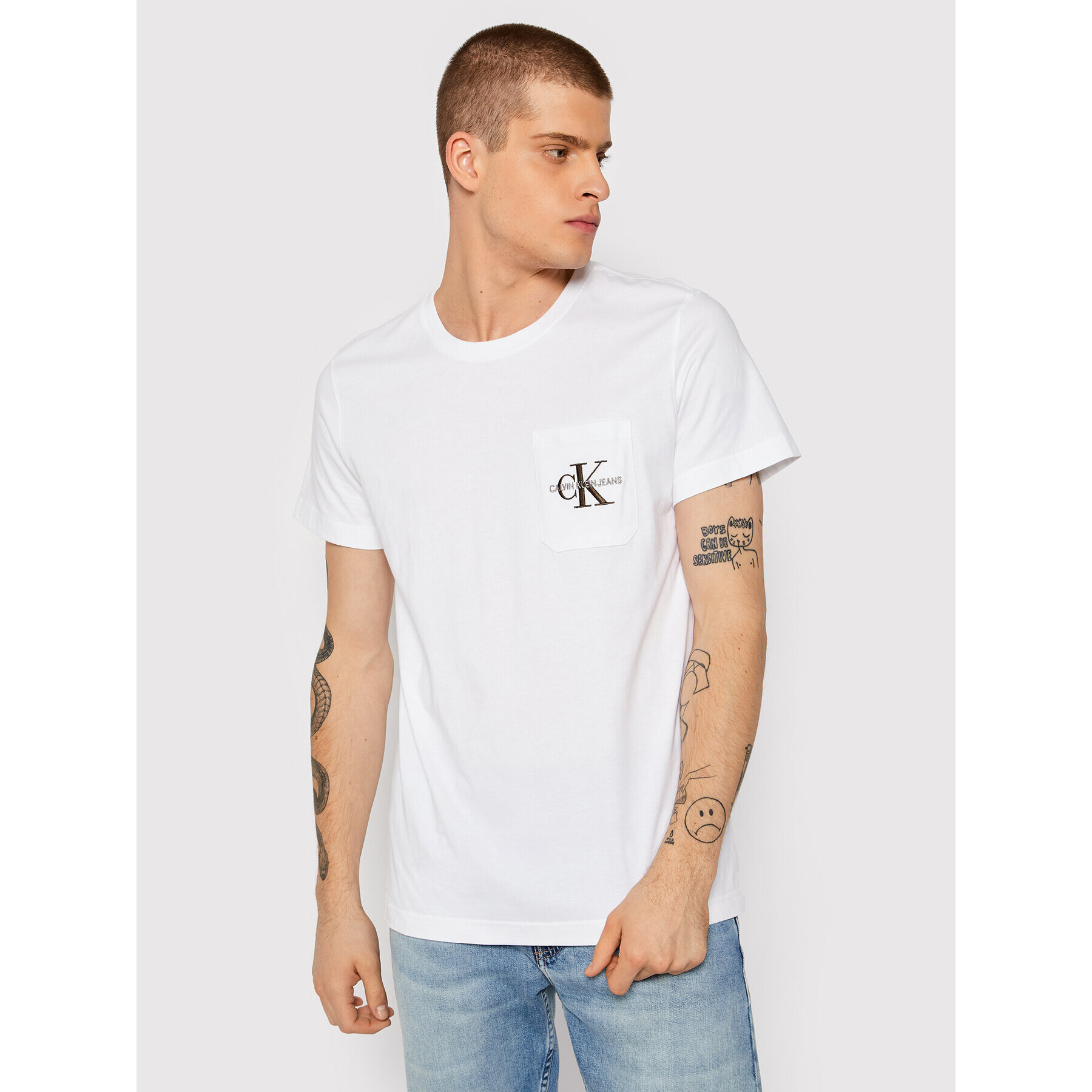 Calvin Klein Jeans Тишърт Essentials J30J319098 Бял Regular Fit - Pepit.bg