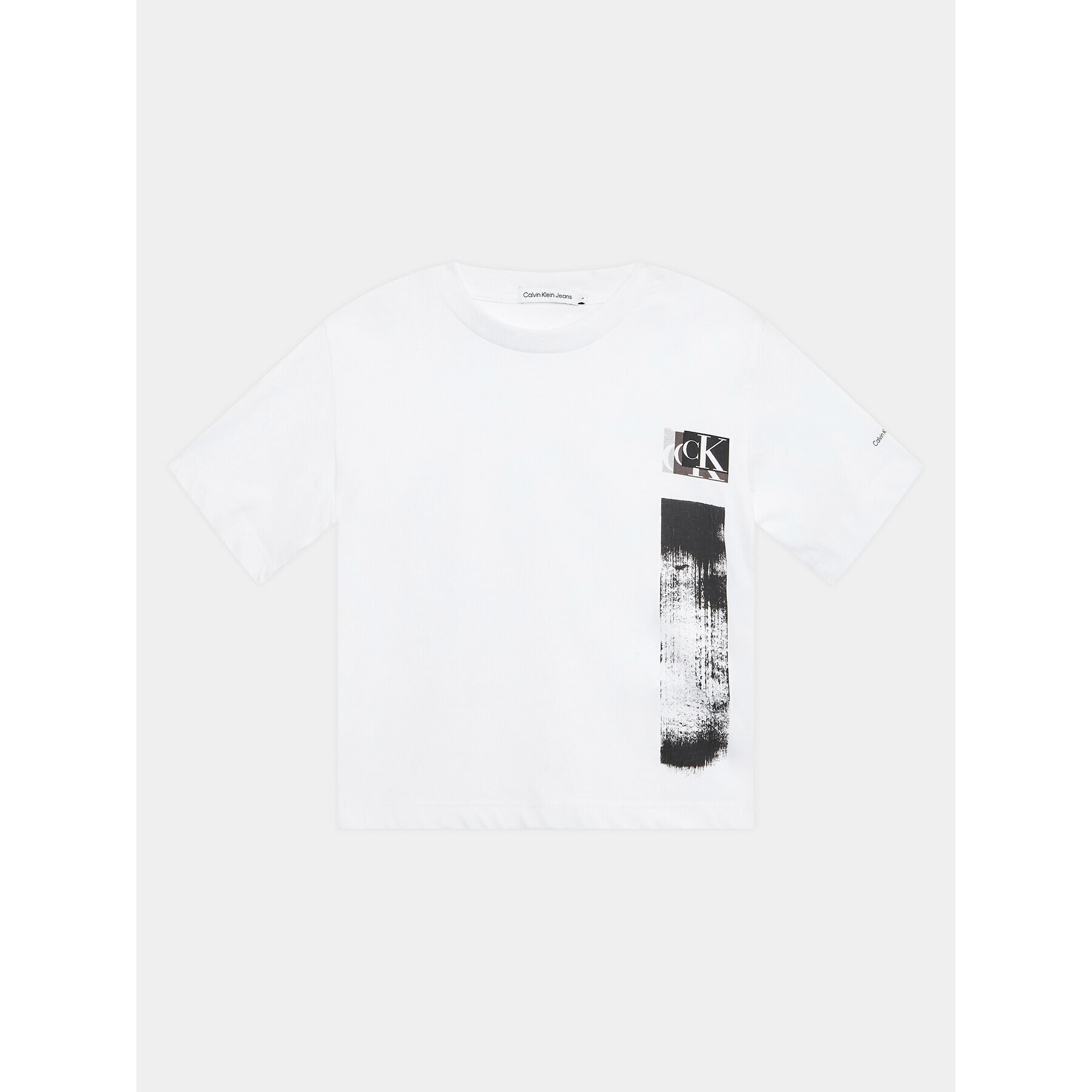 Calvin Klein Jeans Тишърт Glitched Monogram IB0IB01767 Бял Regular Fit - Pepit.bg