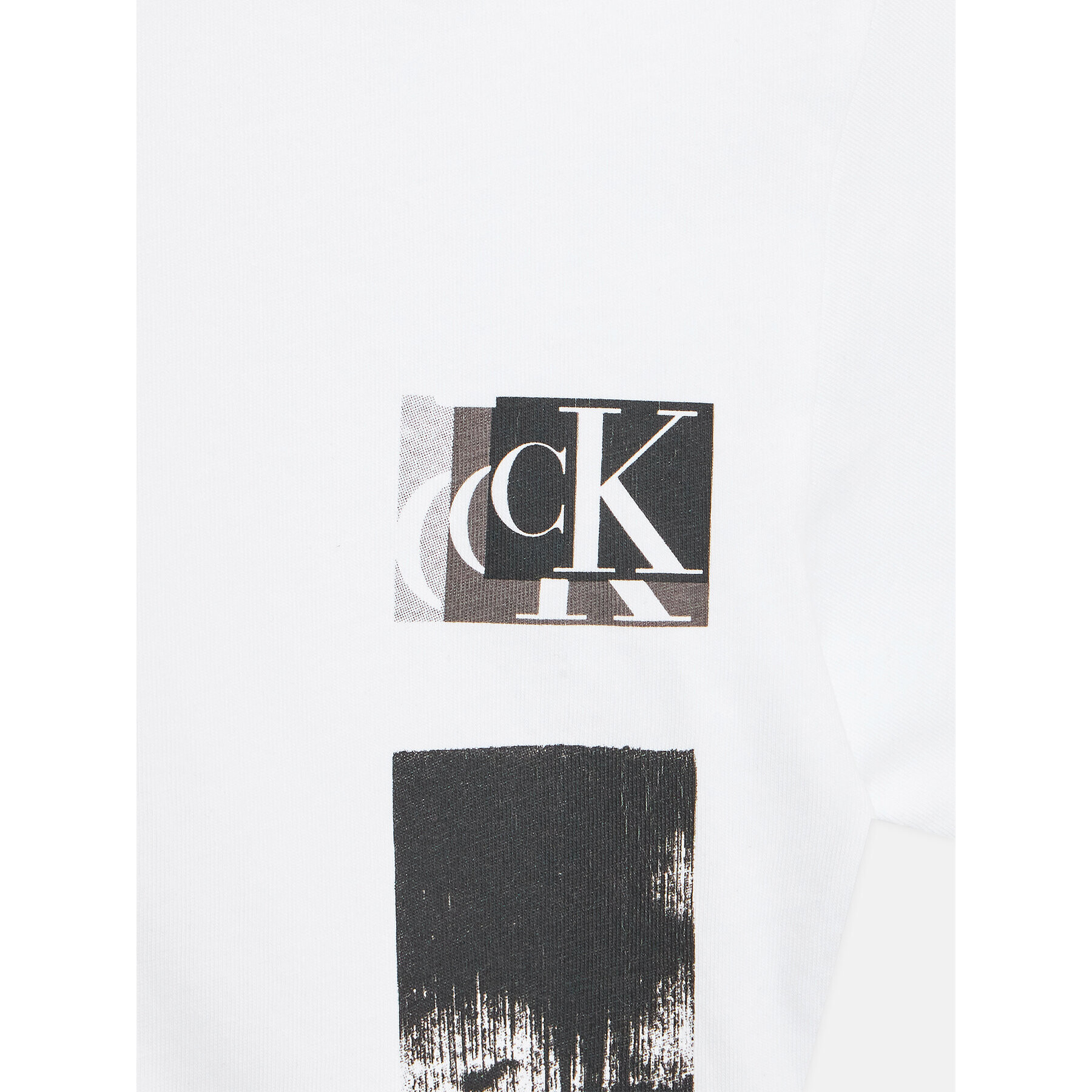 Calvin Klein Jeans Тишърт Glitched Monogram IB0IB01767 Бял Regular Fit - Pepit.bg