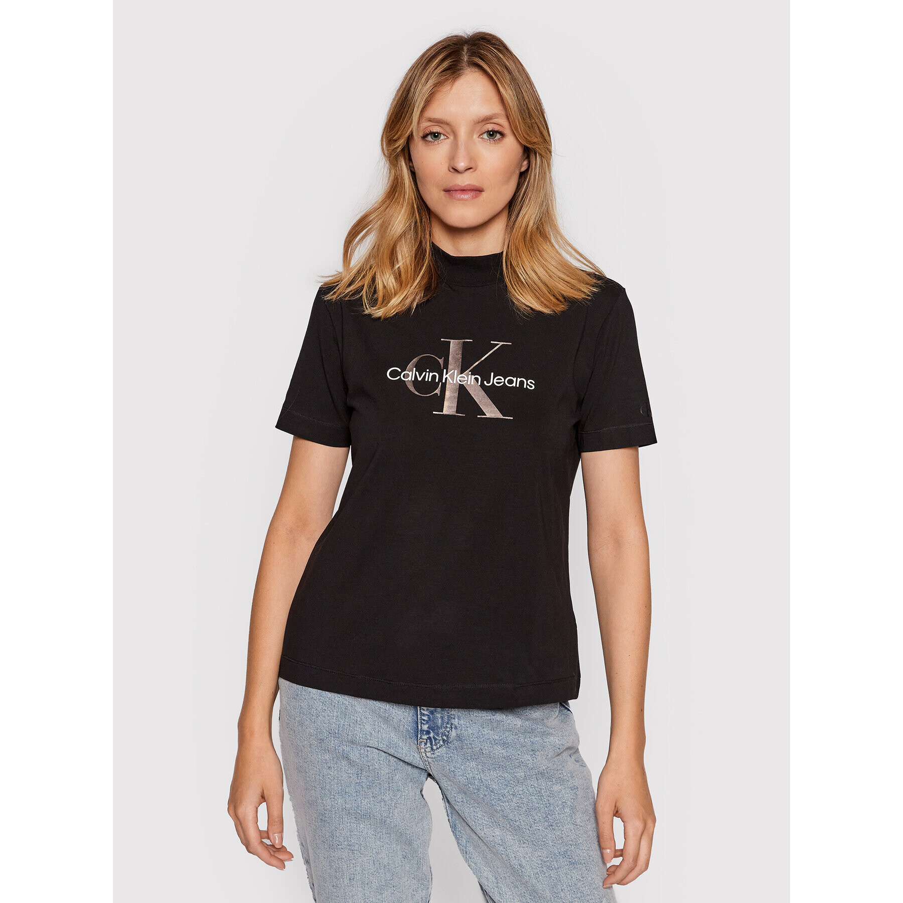 Calvin Klein Jeans Тишърт Gunmetal Monogram J20J217714 Черен Regular Fit - Pepit.bg