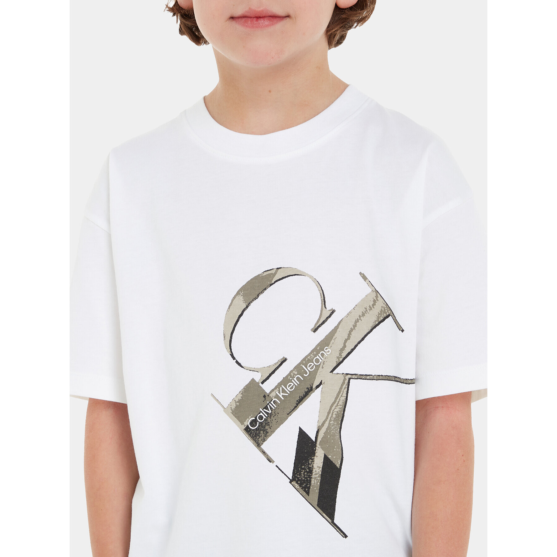 Calvin Klein Jeans Тишърт Hyper Real IB0IB01884 Бял Regular Fit - Pepit.bg