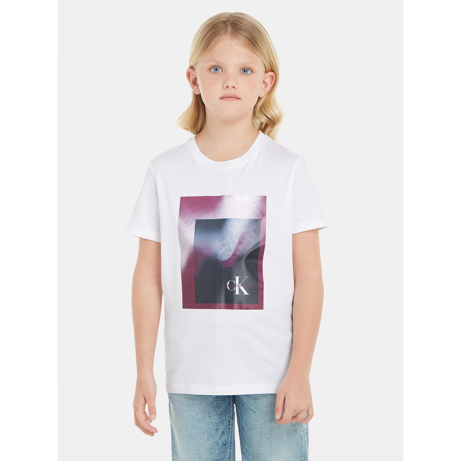 Calvin Klein Jeans Тишърт Hyper Spray Monogram IU0IU00522 Бял Regular Fit - Pepit.bg