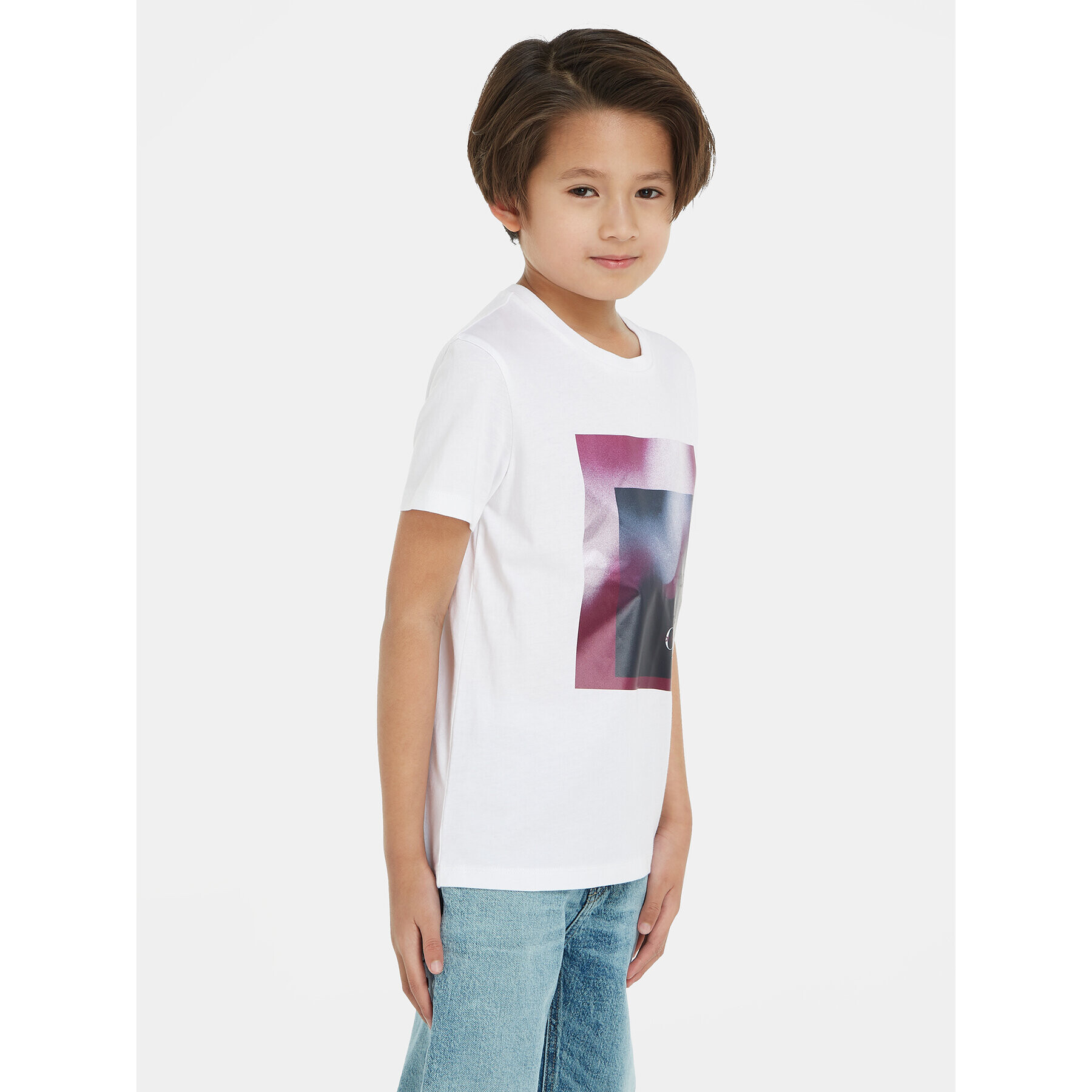 Calvin Klein Jeans Тишърт Hyper Spray Monogram IU0IU00522 Бял Regular Fit - Pepit.bg