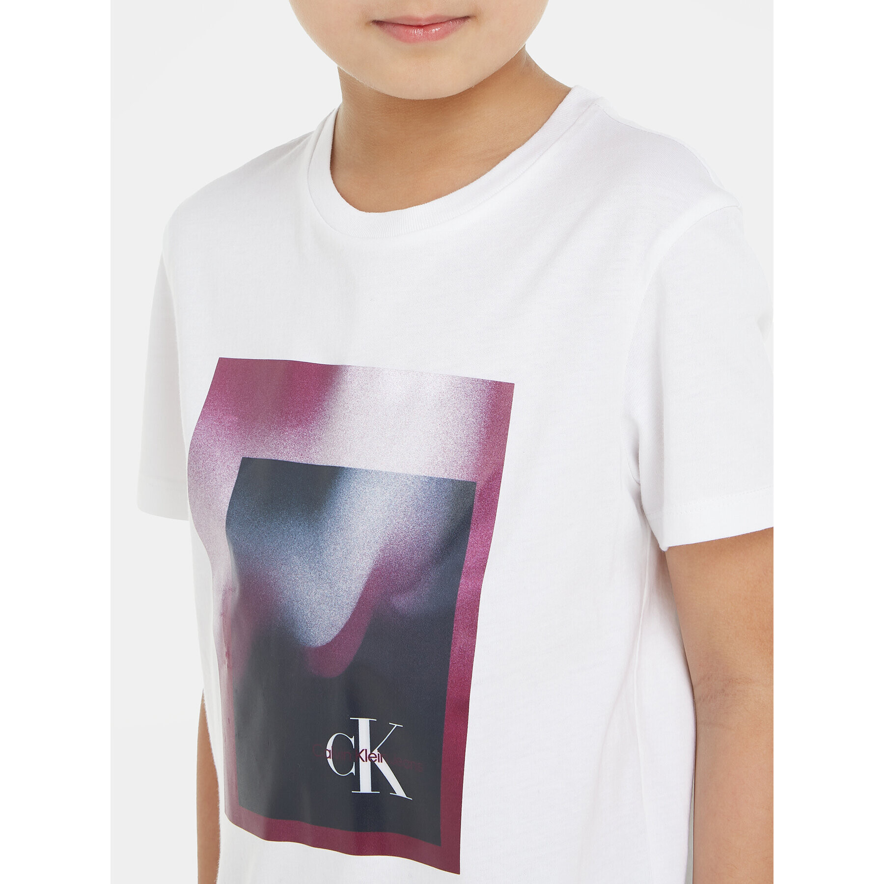 Calvin Klein Jeans Тишърт Hyper Spray Monogram IU0IU00522 Бял Regular Fit - Pepit.bg