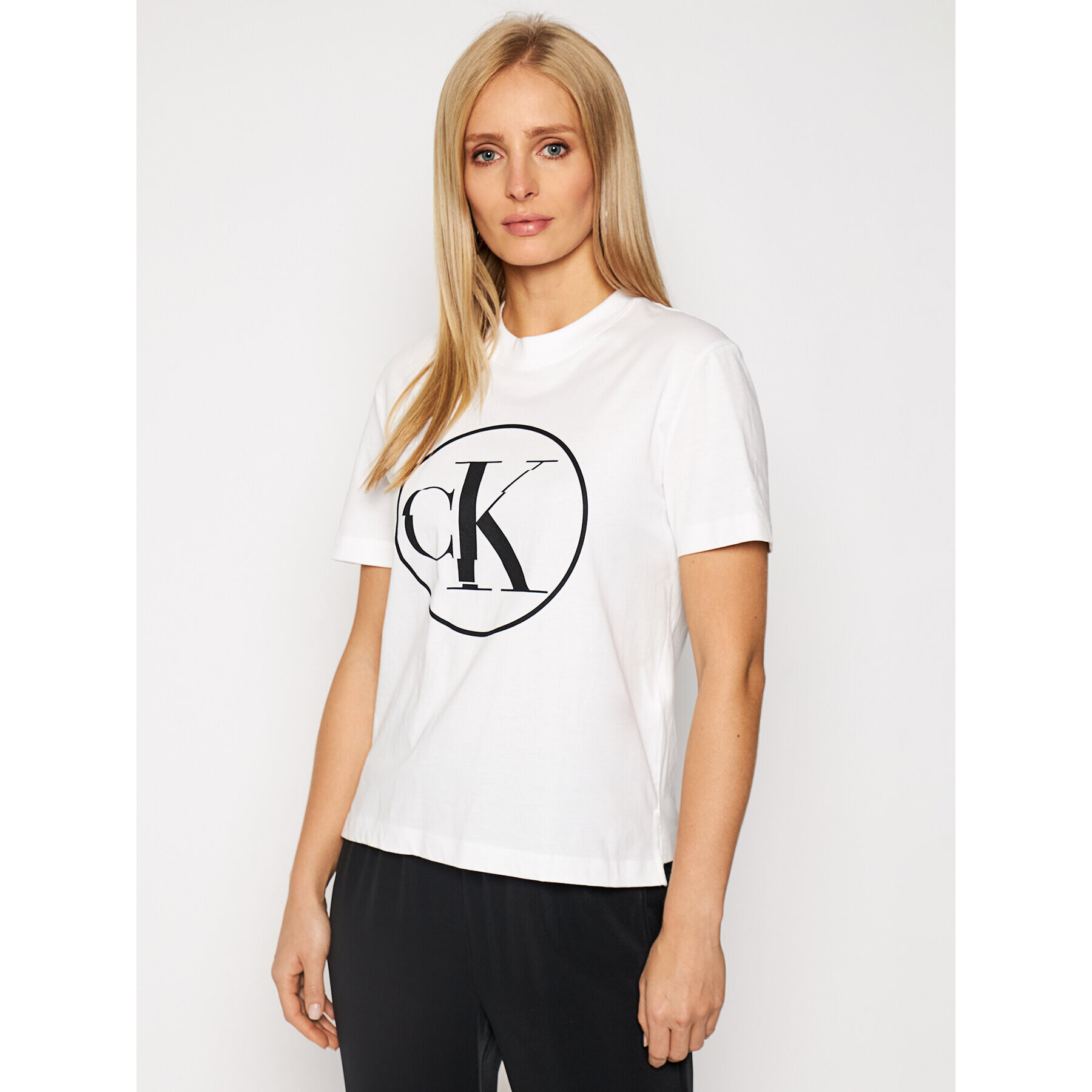 Calvin Klein Jeans Тишърт J20J215134 Бял Regular Fit - Pepit.bg