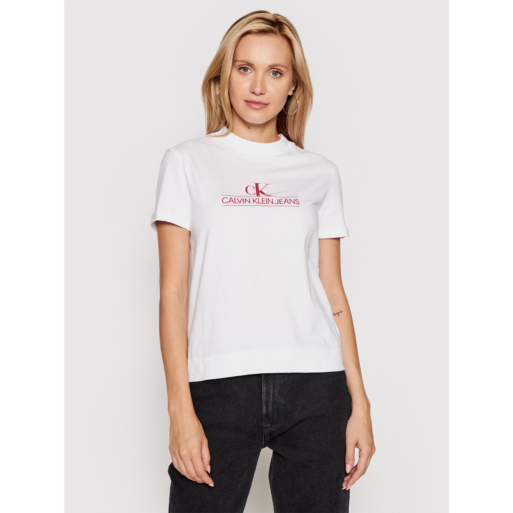 Calvin Klein Jeans Тишърт J20J215614 Бял Regular Fit - Pepit.bg