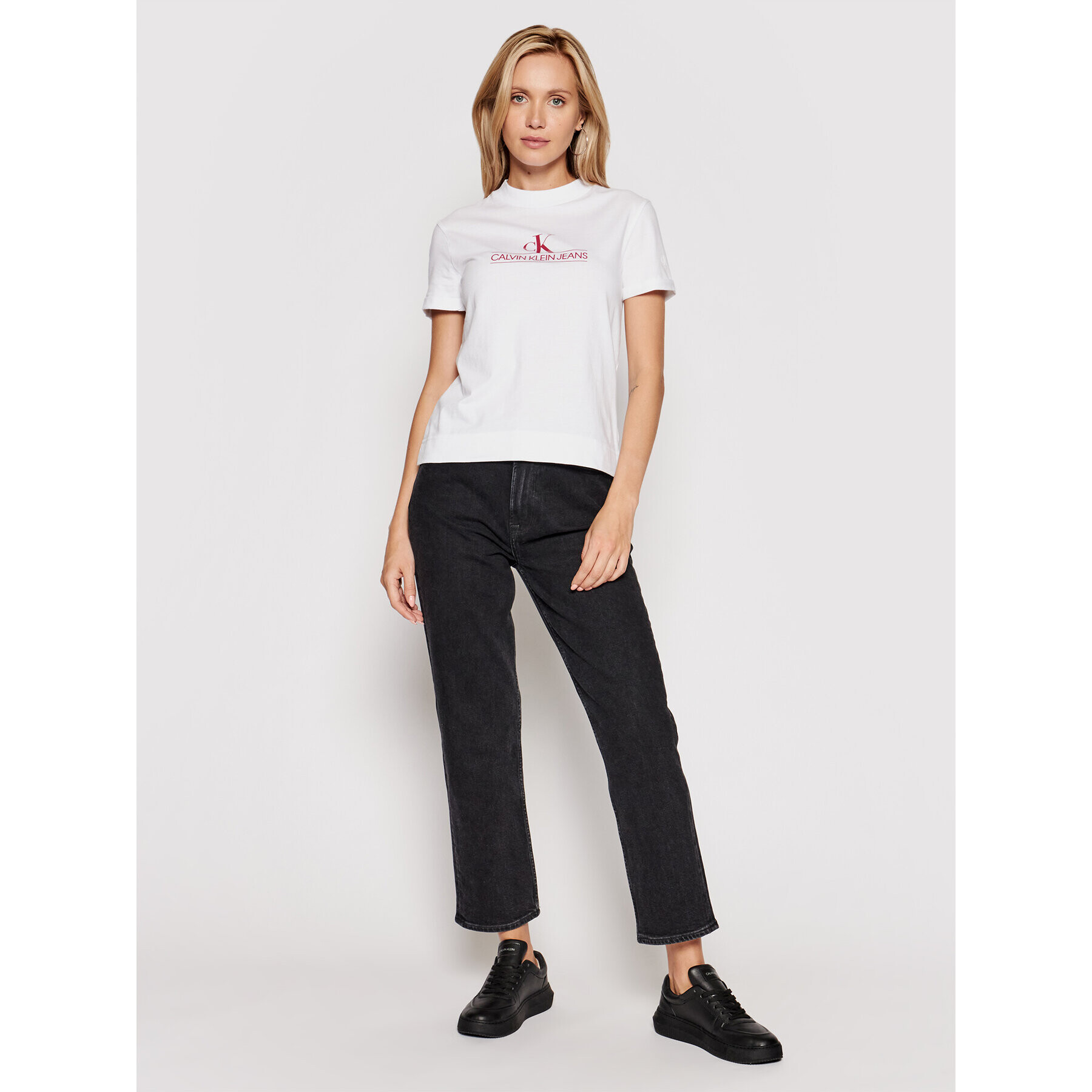 Calvin Klein Jeans Тишърт J20J215614 Бял Regular Fit - Pepit.bg